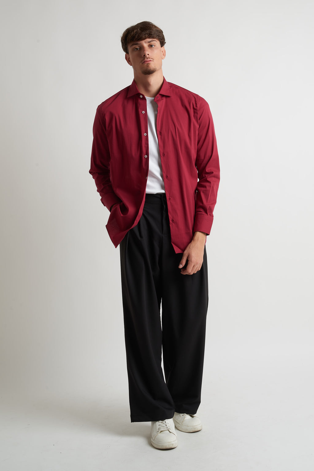 Camicia moda unita bordeaux