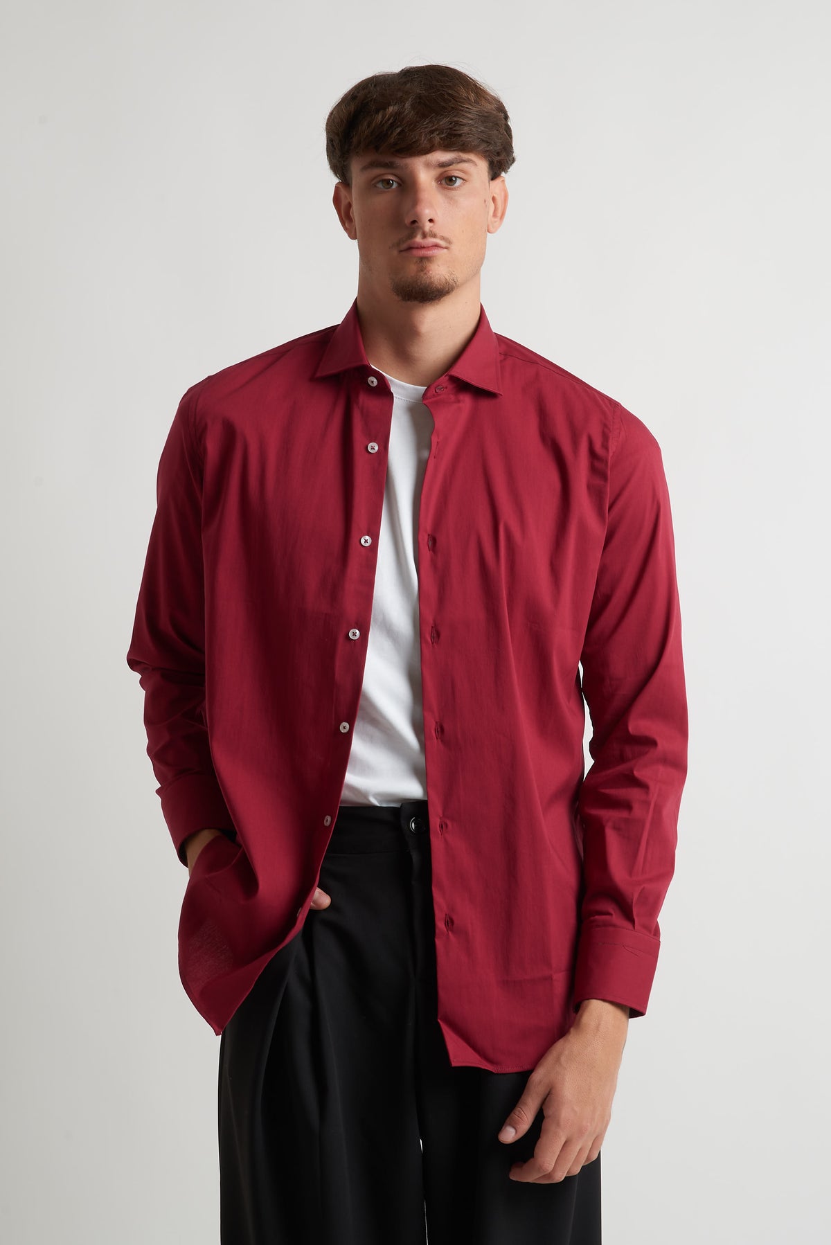 Camicia moda unita bordeaux