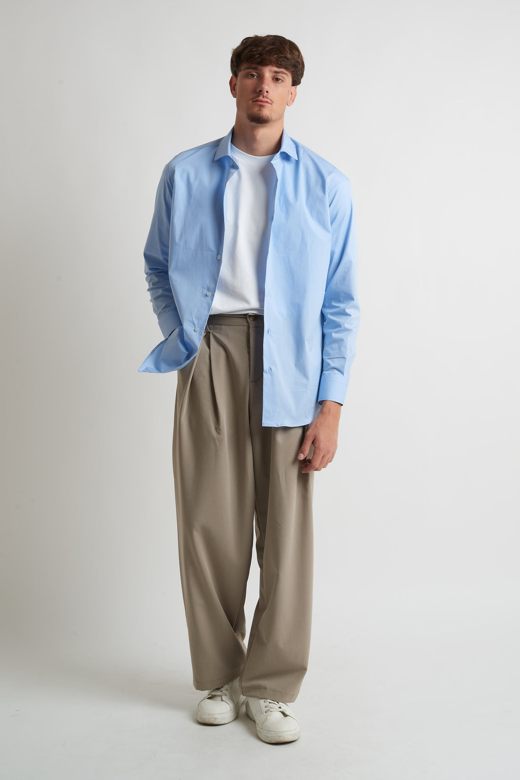 Camicia moda unita celeste