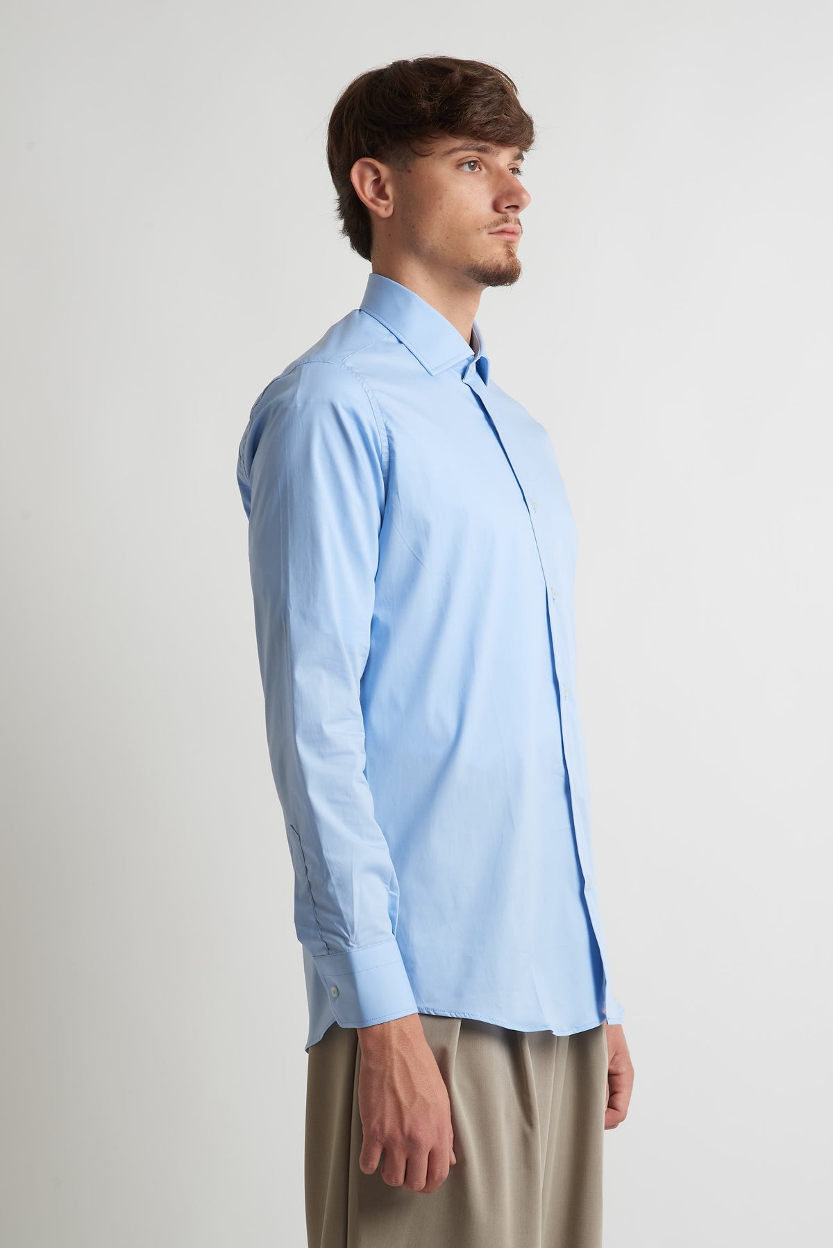 Camicia moda unita celeste