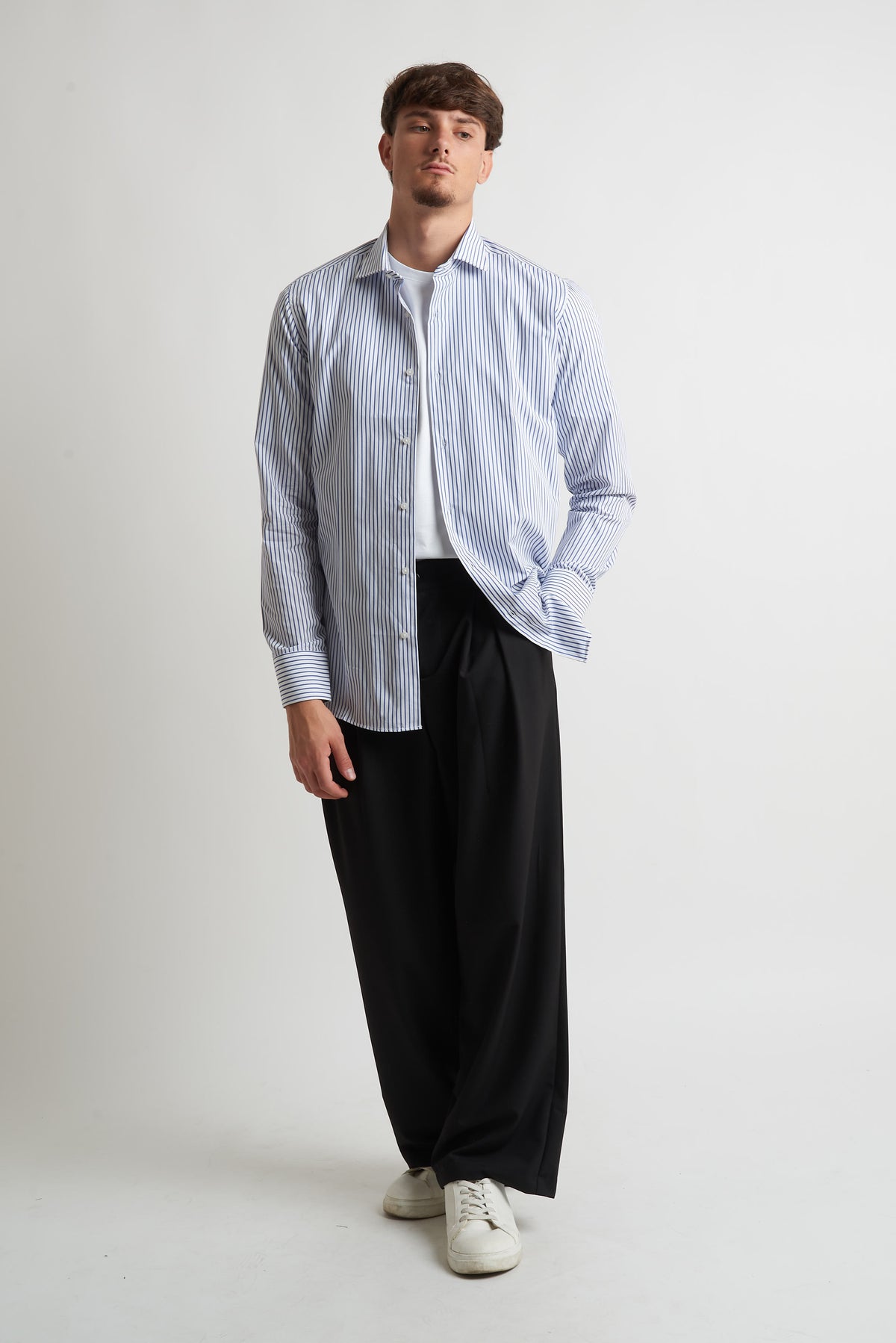 Camicia moda rigata blu