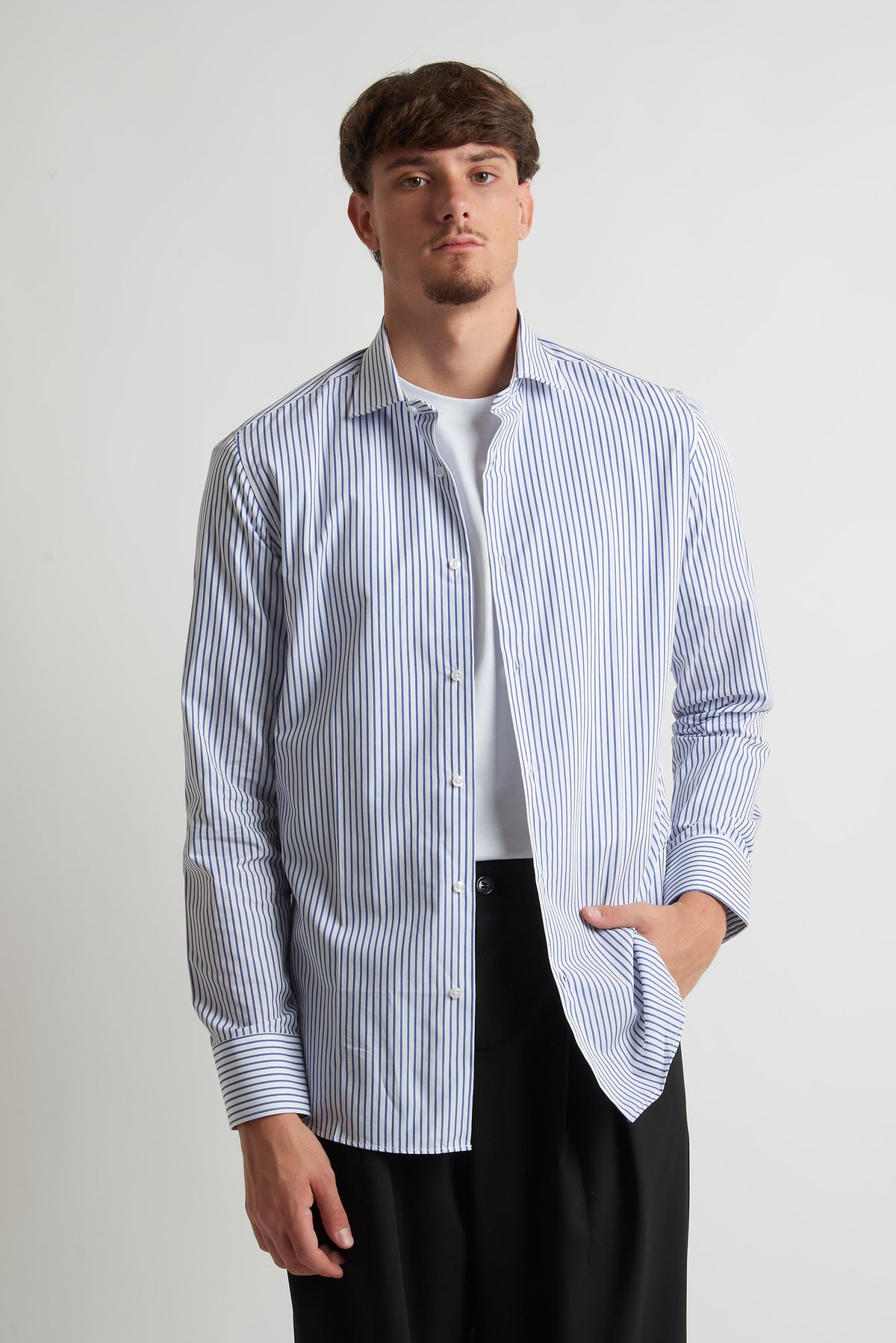 Camicia moda rigata blu