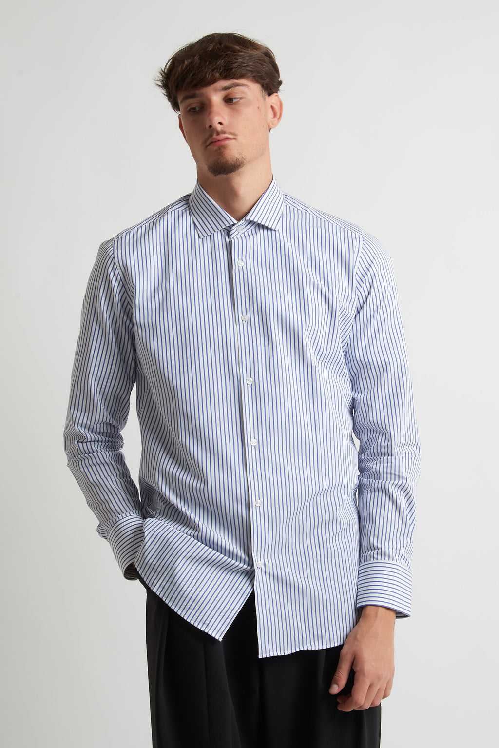 Camicia moda rigata blu