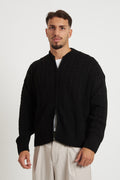 Cardigan in lana con zip e trecce