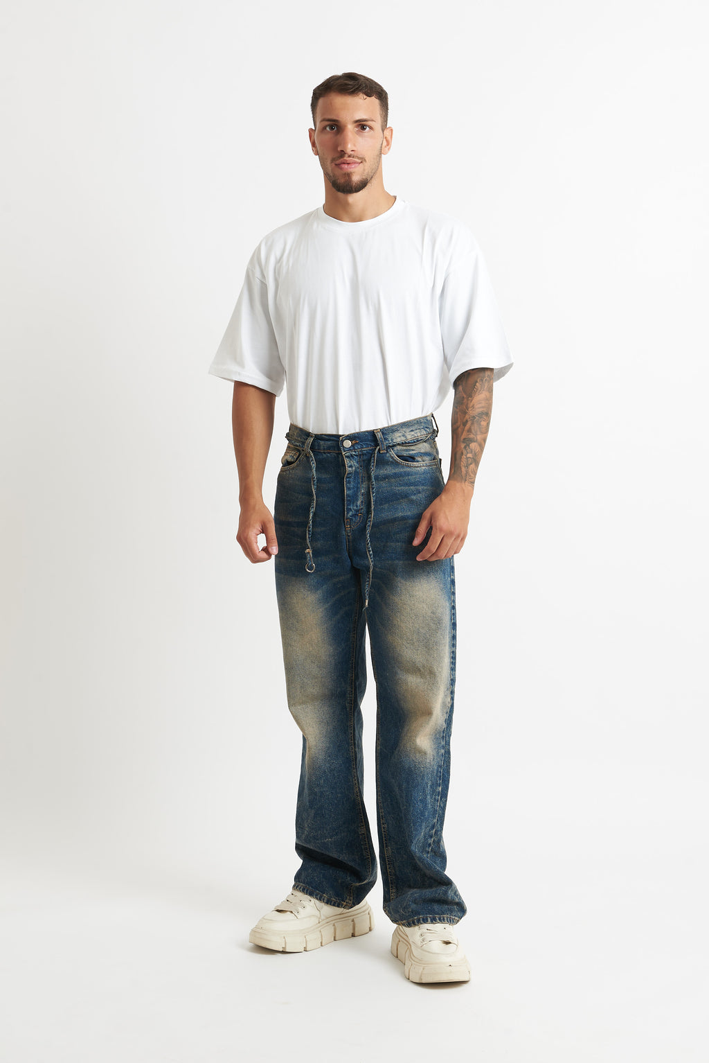 Jeans flare sfumato beige