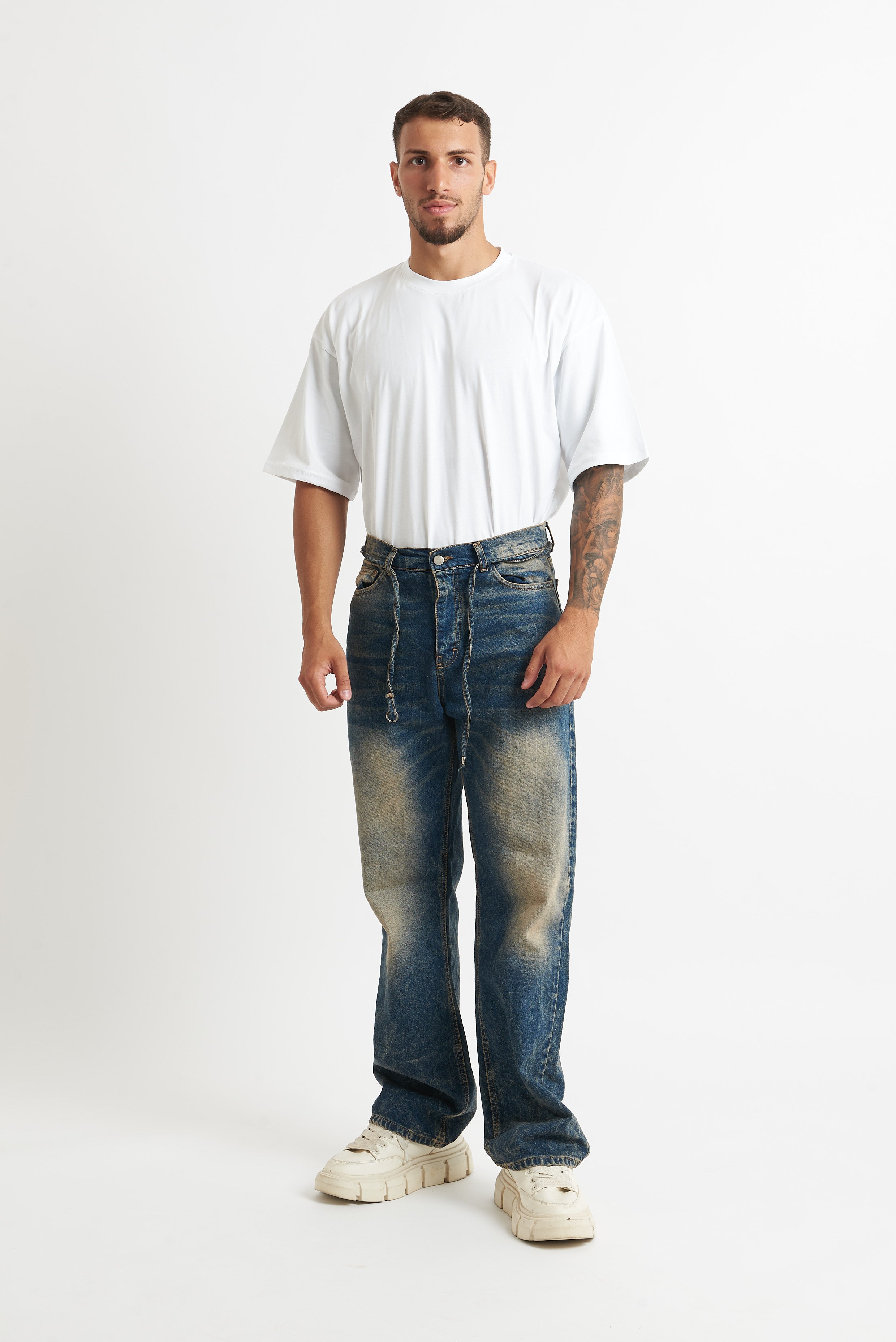 Jeans flare sfumato beige