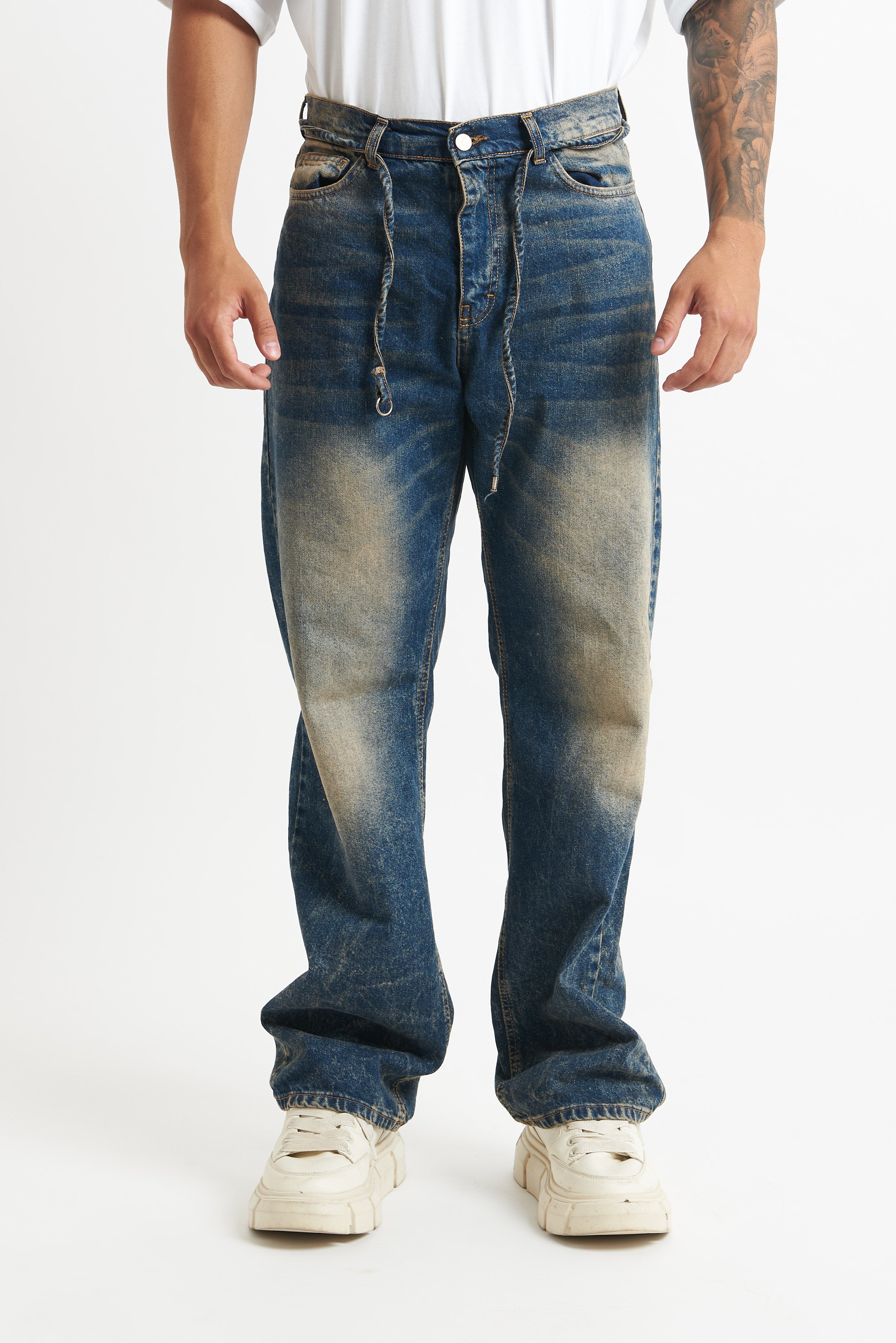 Jeans flare sfumato beige