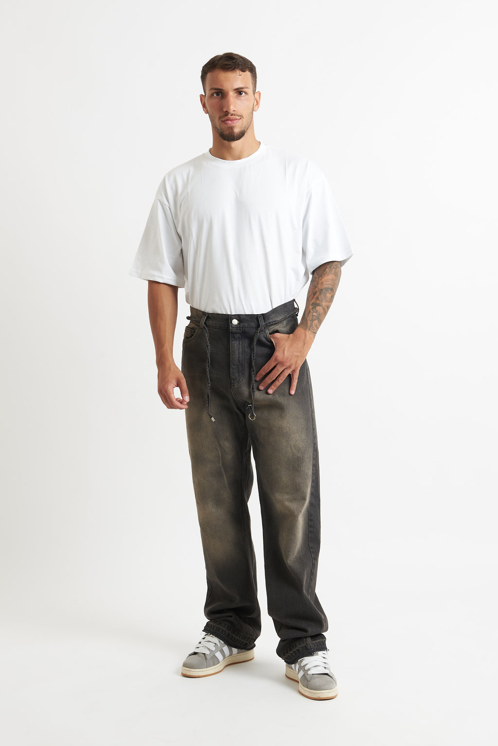 jeans flare sfumato moro