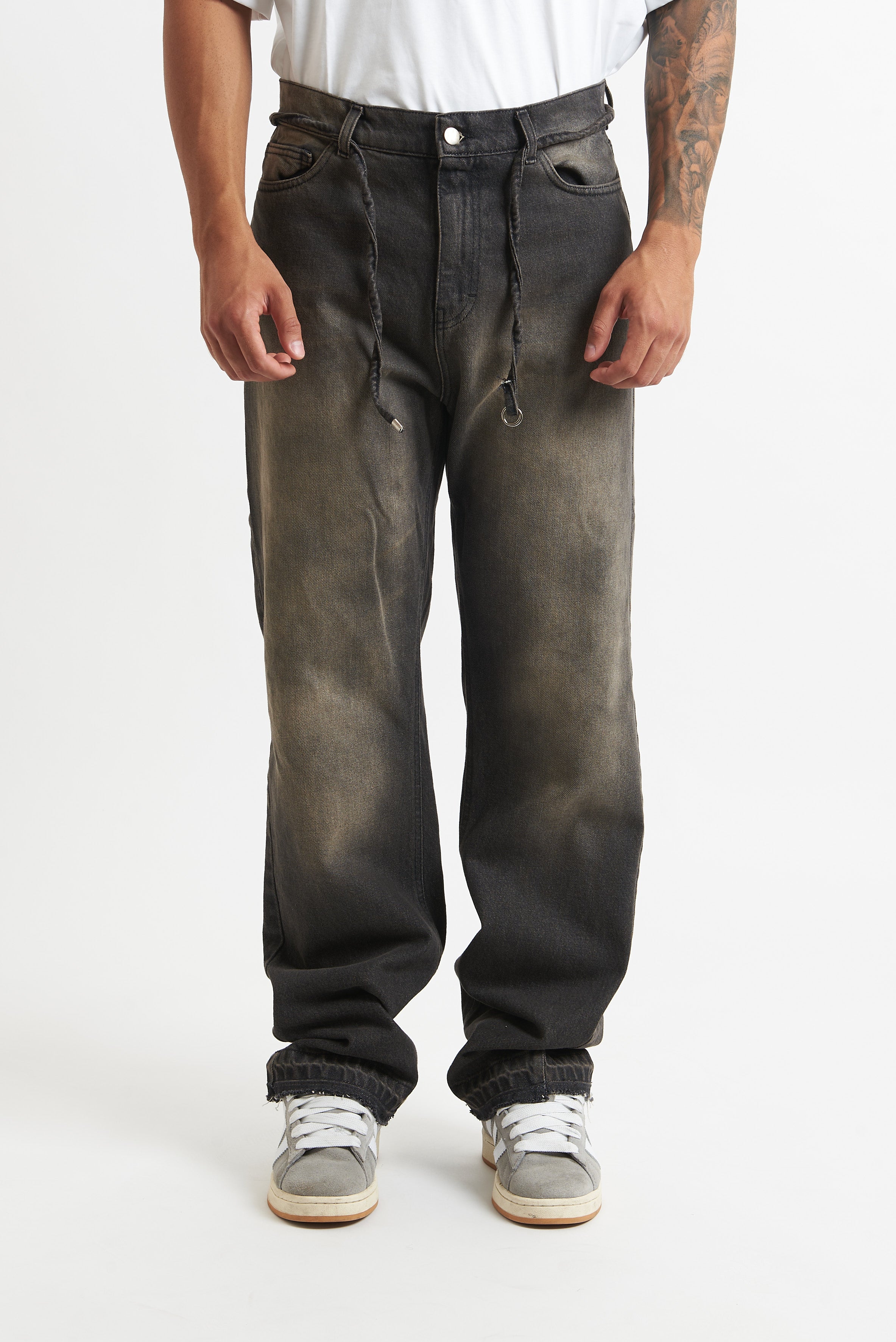 jeans flare sfumato moro