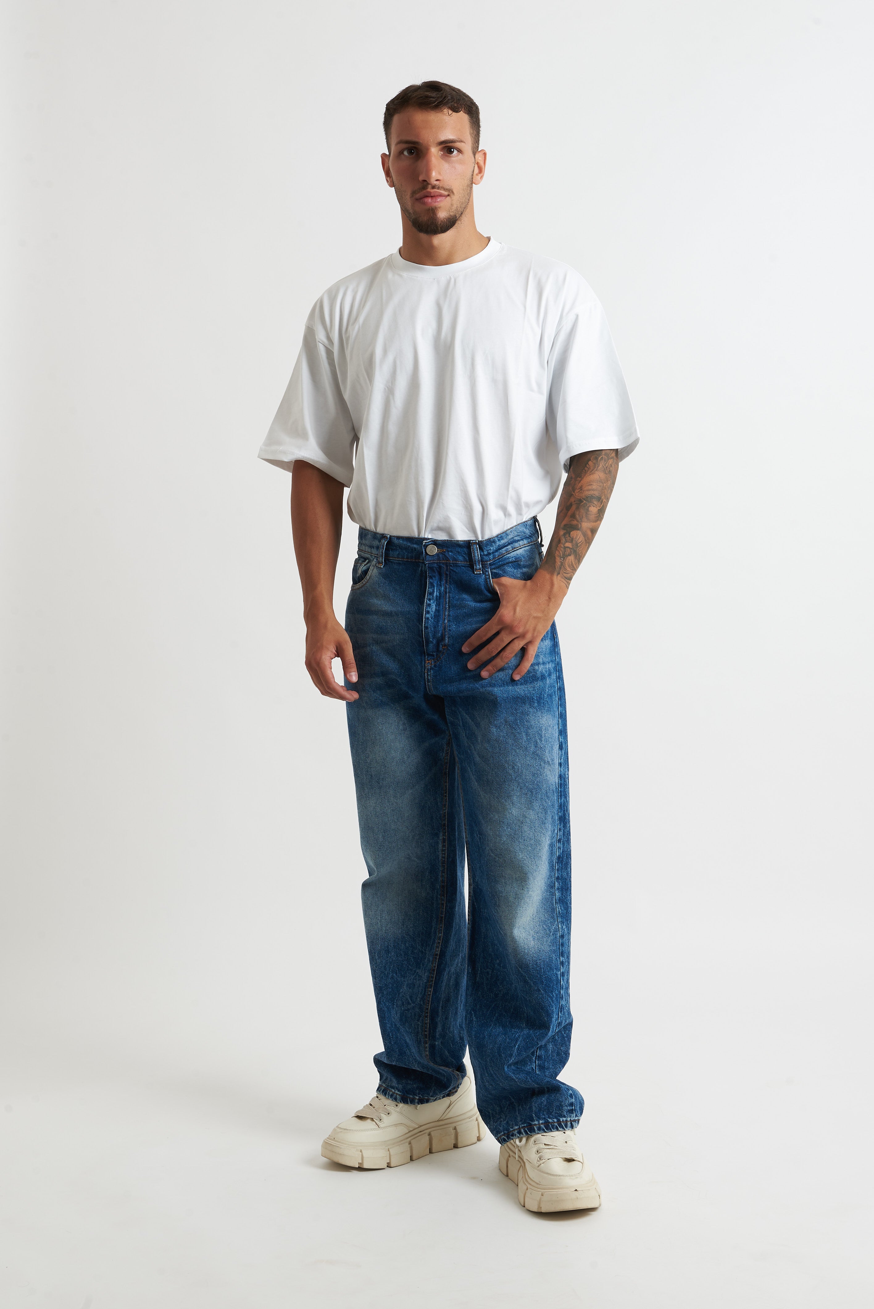 jeans flare blu sfumato