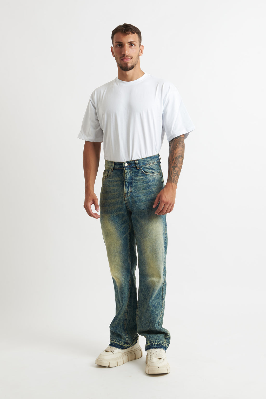 jeans flare sfumato verde