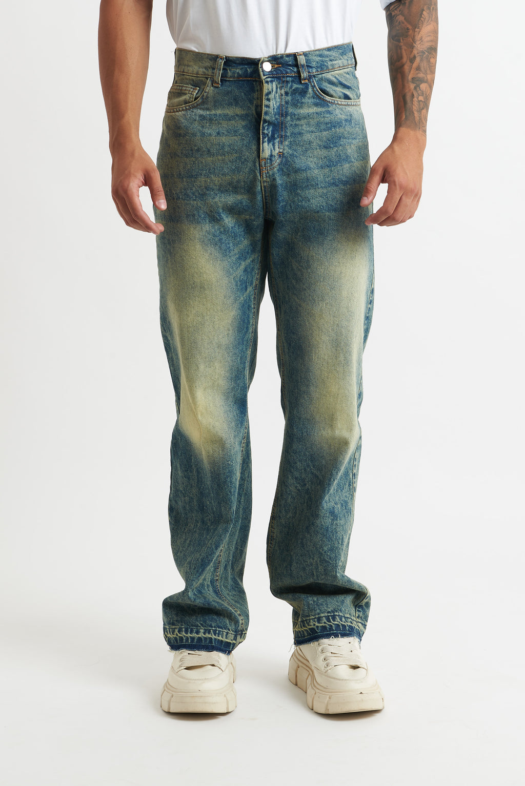 jeans flare sfumato verde