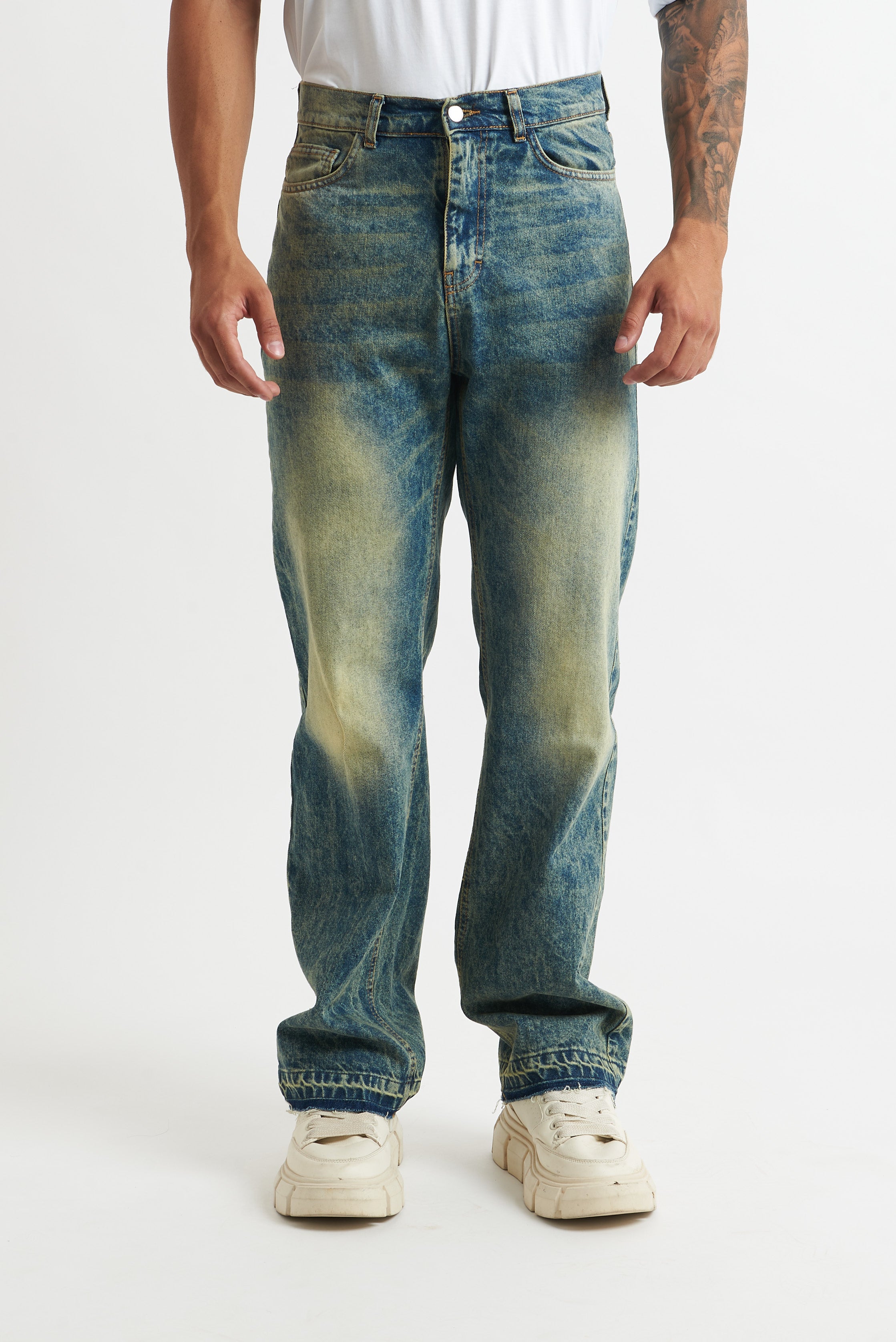 jeans flare sfumato verde