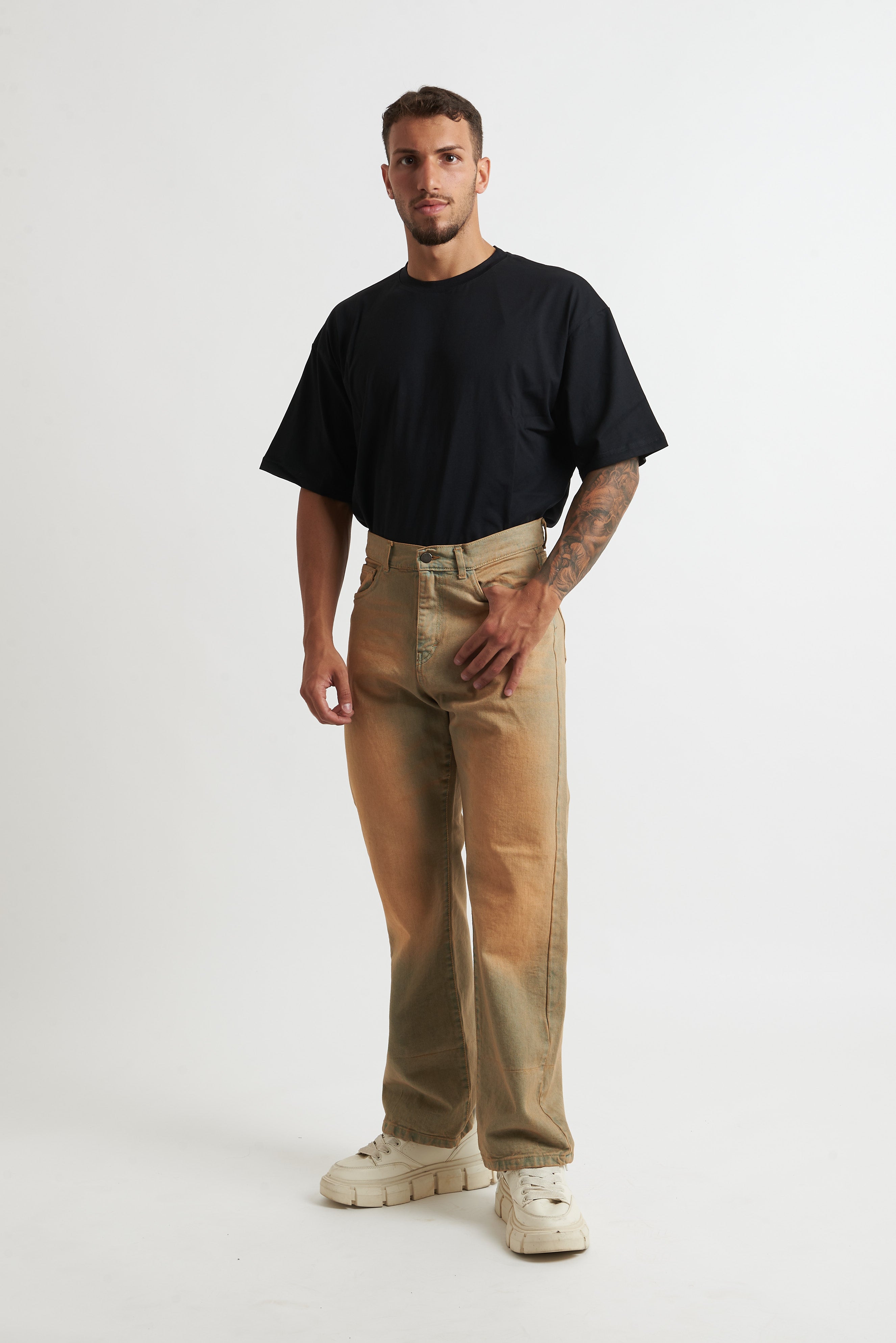 Jeans flare sfumato arancio