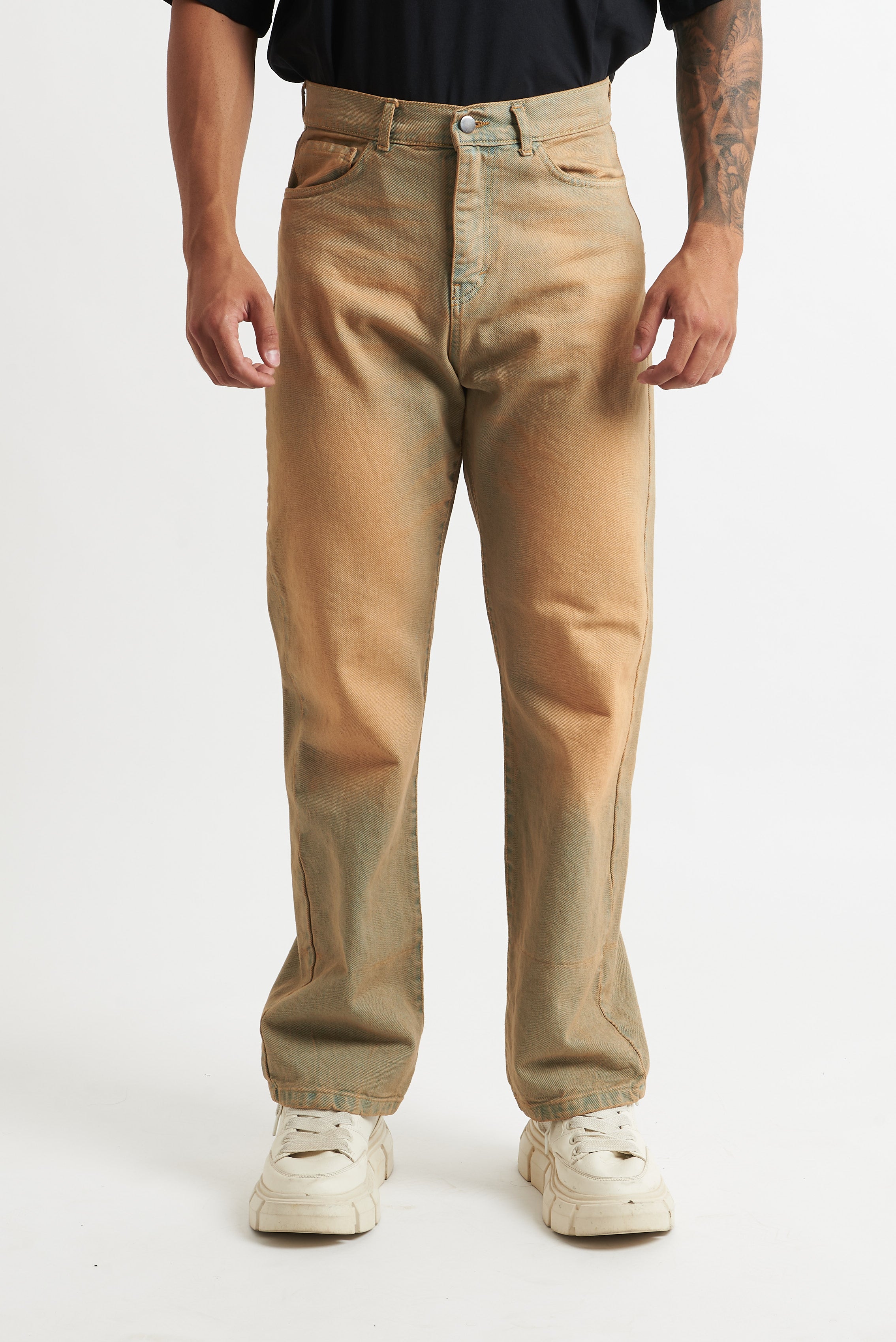 Jeans flare sfumato arancio