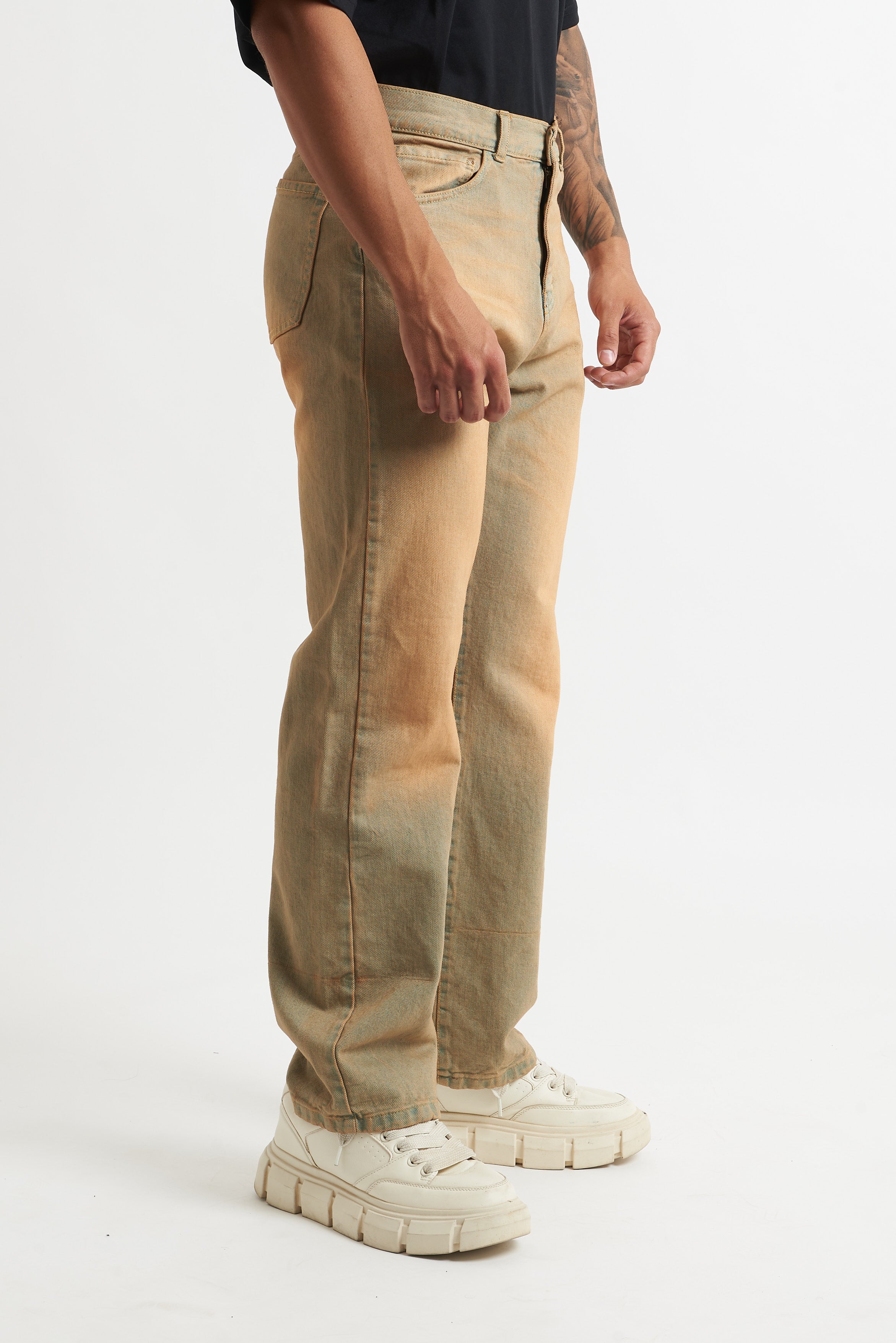 Jeans flare sfumato arancio