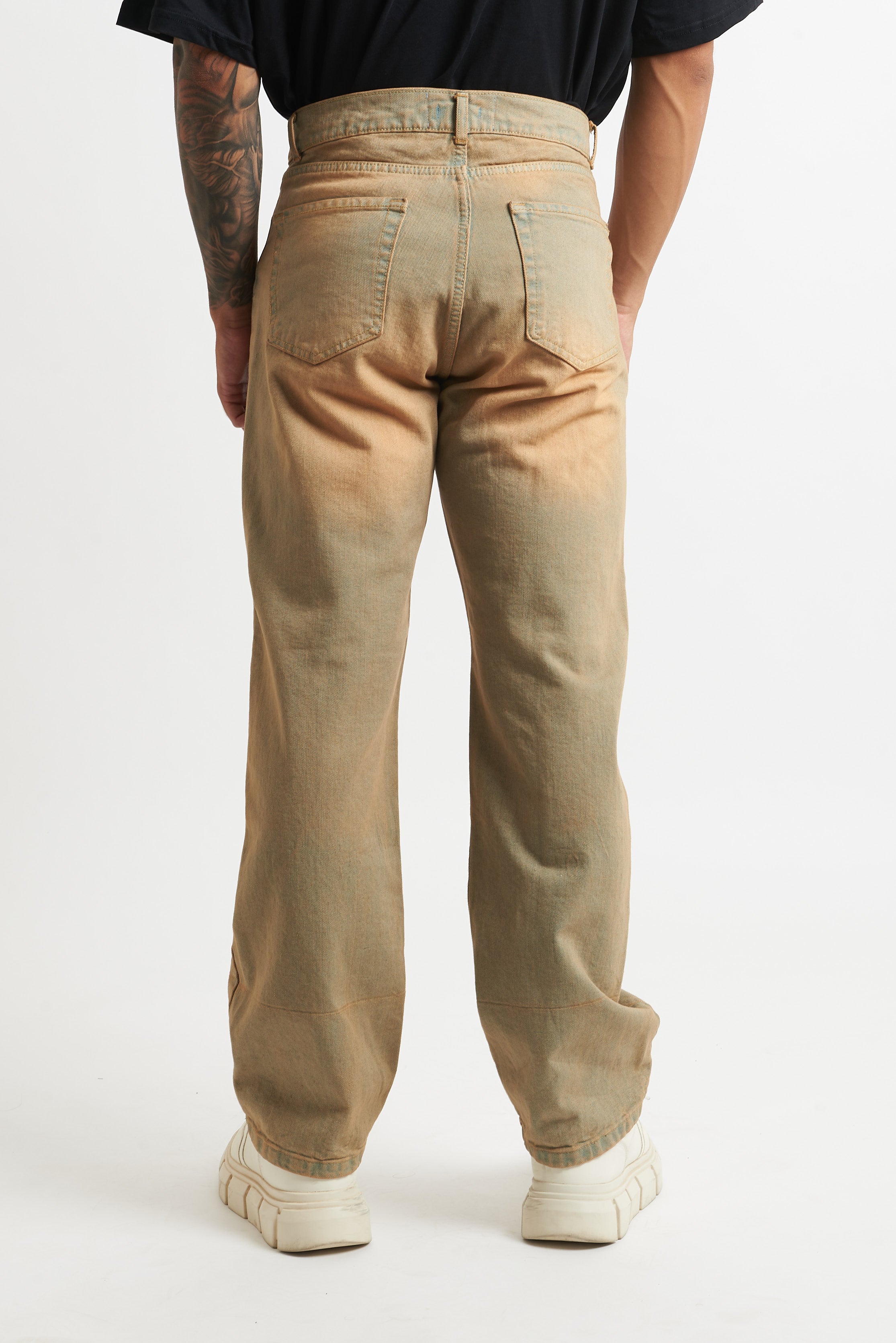 Jeans flare sfumato arancio