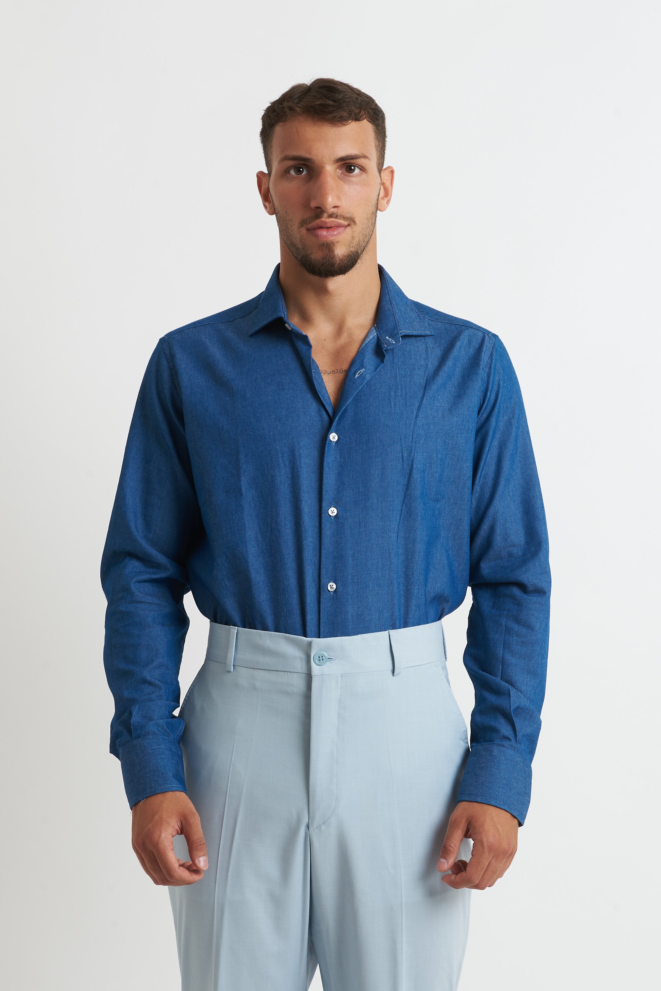 Camicia regular chambray