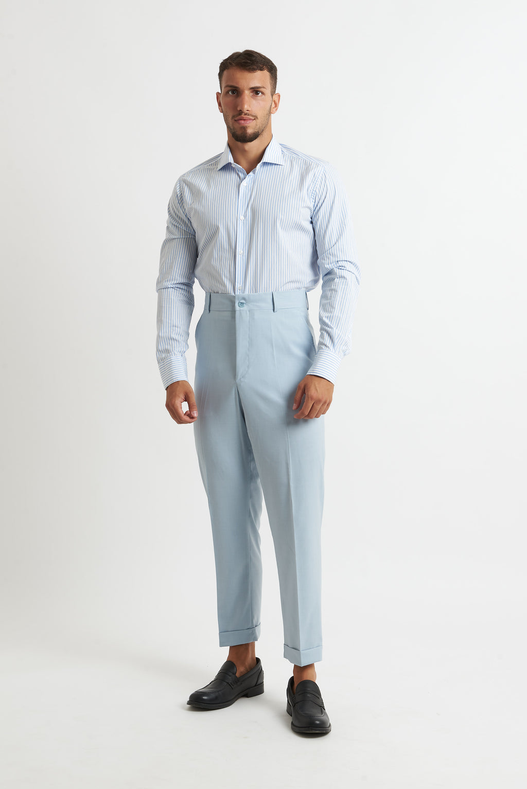 Camicia a righe Celeste e bianco