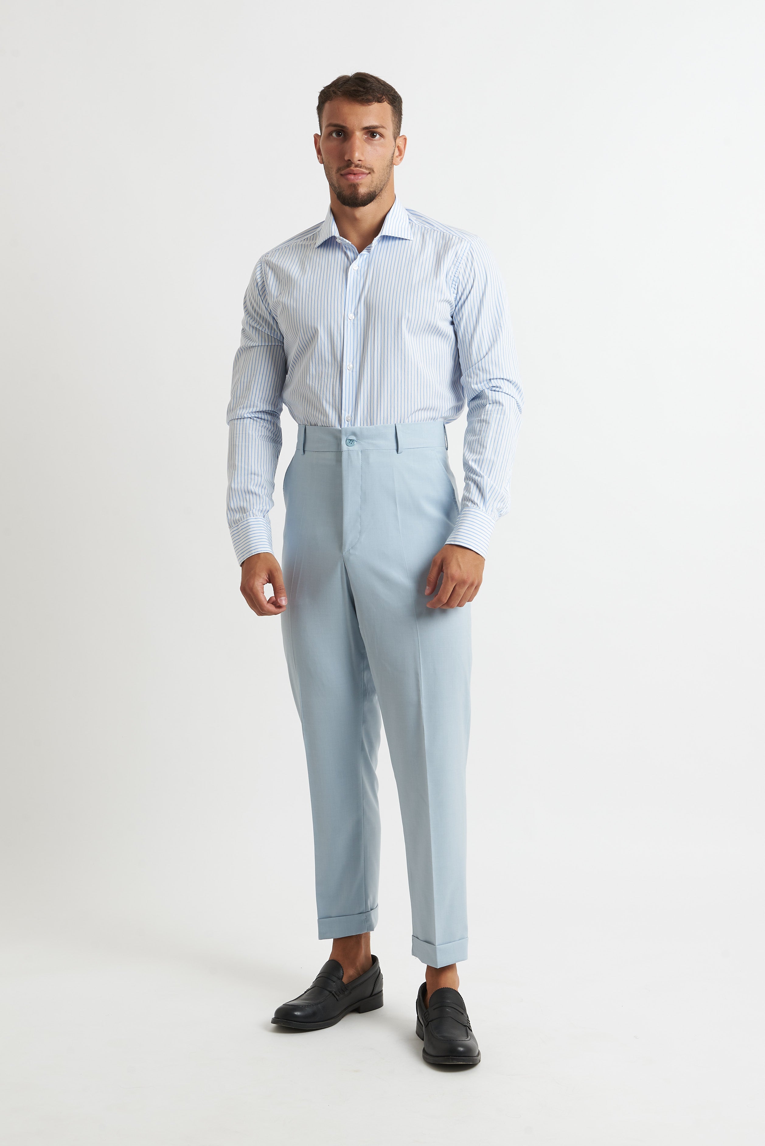 Camicia a righe Celeste e bianco