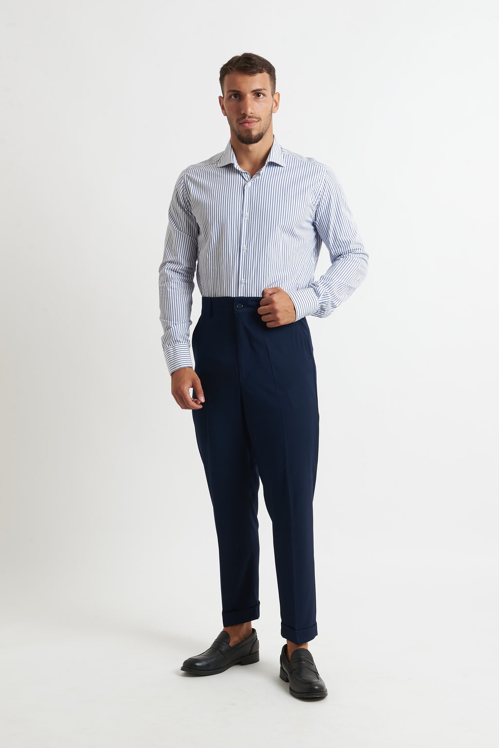 Camicia a righe blu bianco