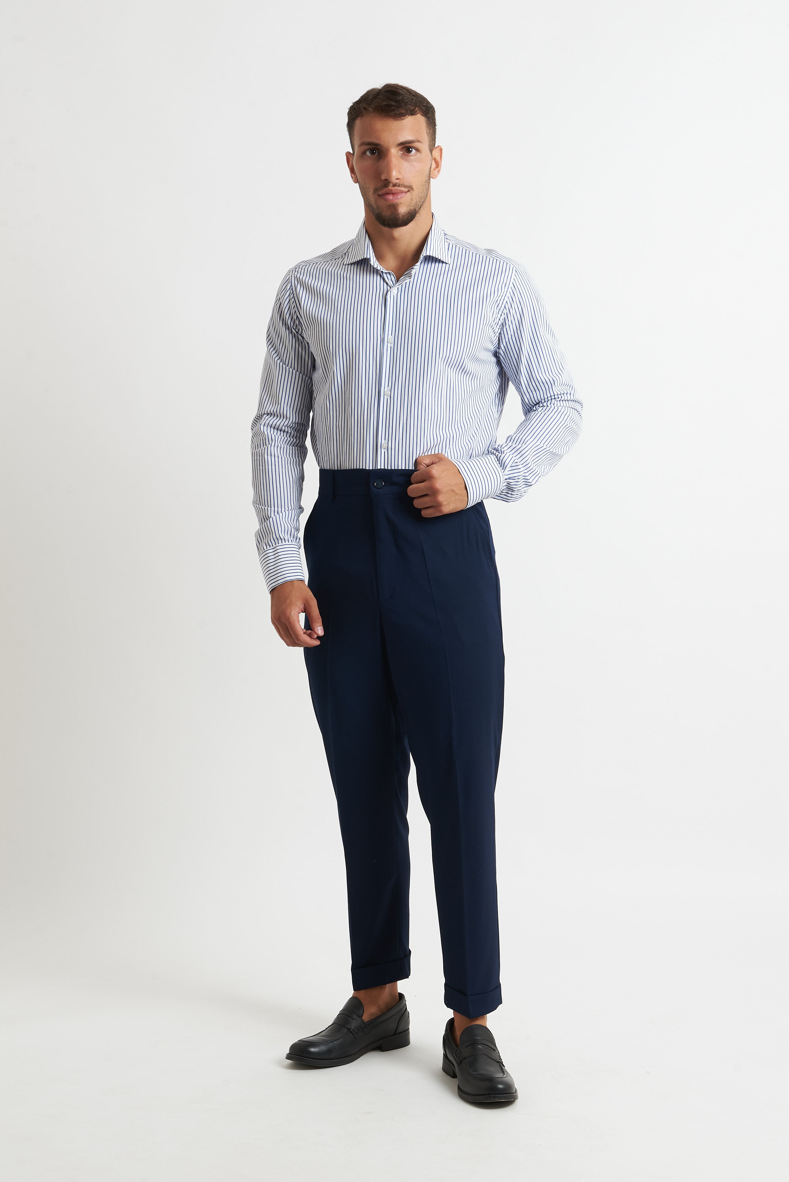 Camicia a righe blu bianco