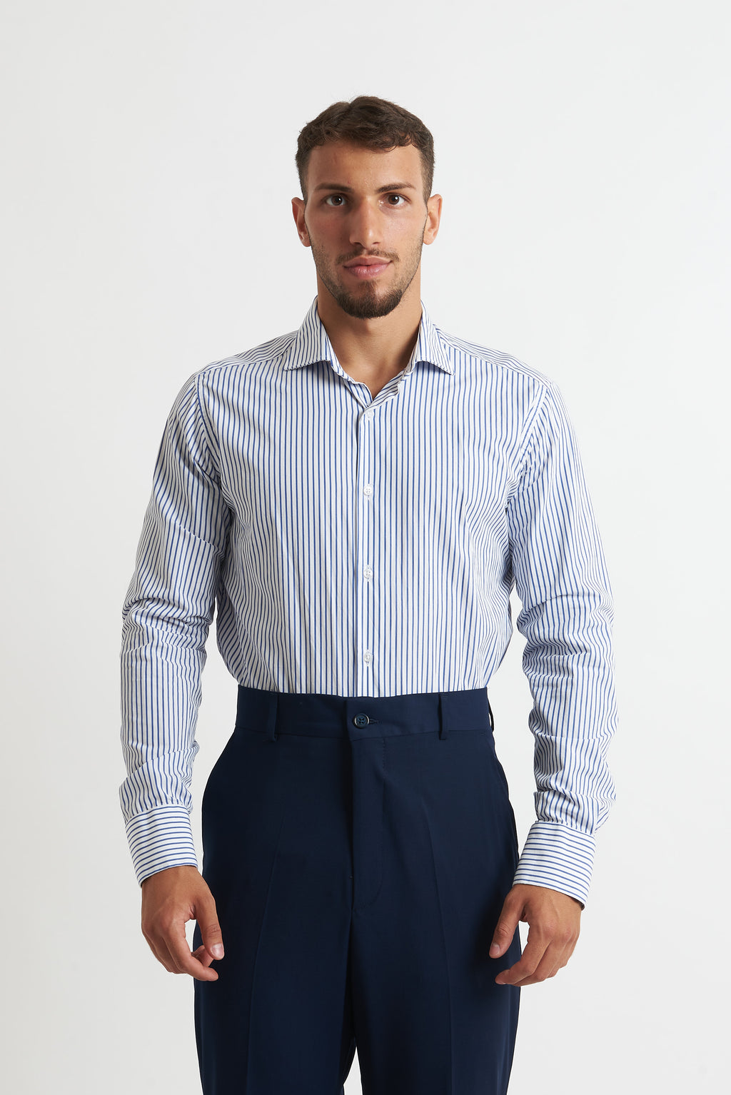 Camicia a righe blu bianco