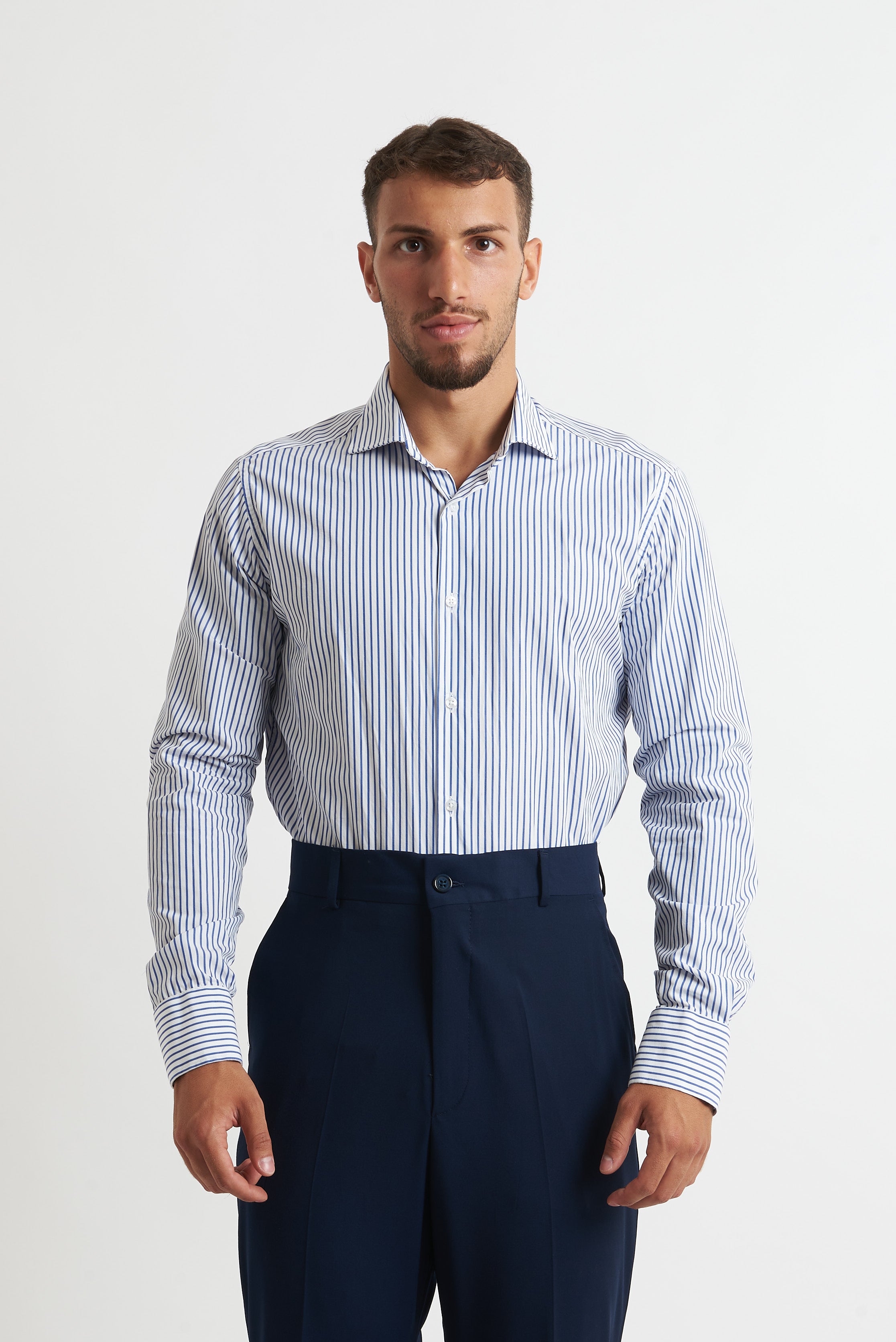 Camicia a righe blu bianco