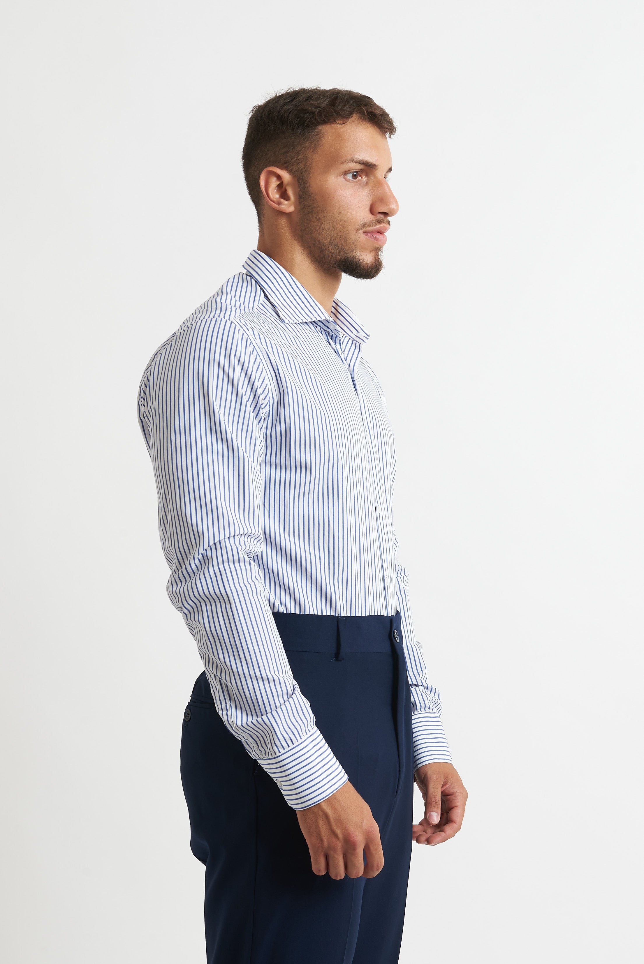 Camicia a righe blu bianco