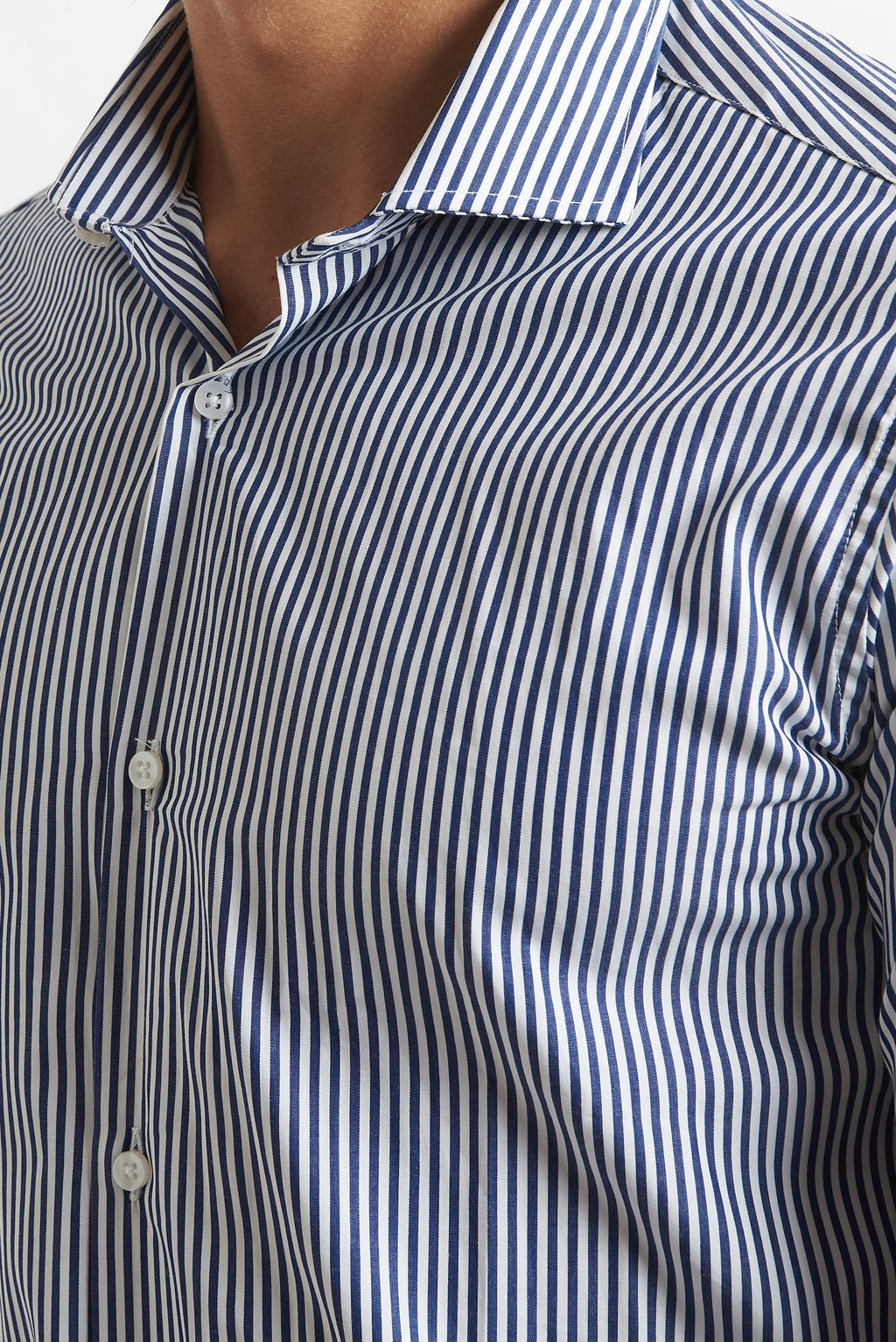 Camicia a rigo stretto blu e bianco