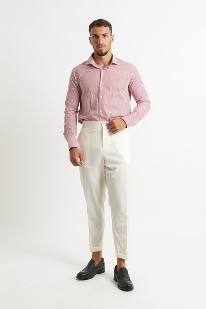 camicia a rigo stretto bordo e bianco