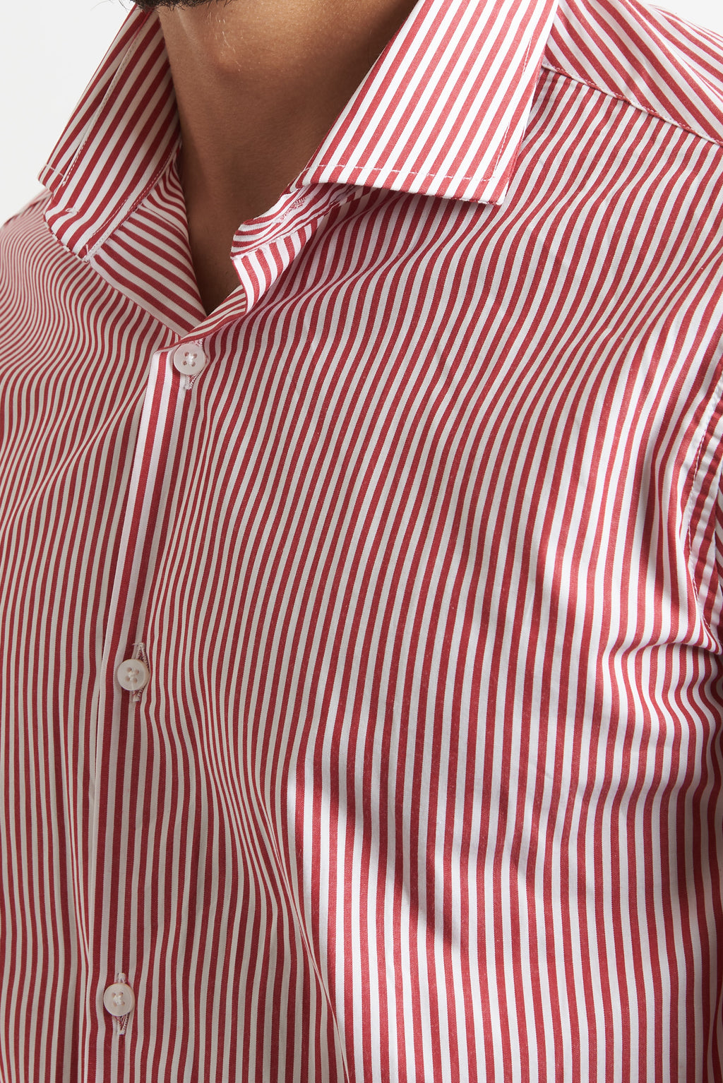 camicia a rigo stretto bordeaux e bianco