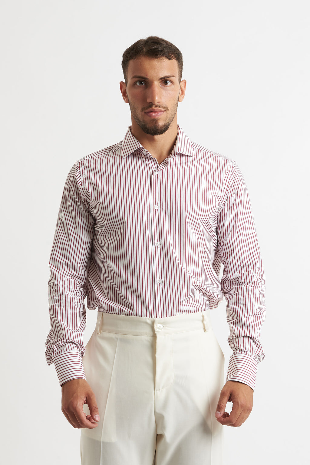 Camicia a righe bordo e bianco