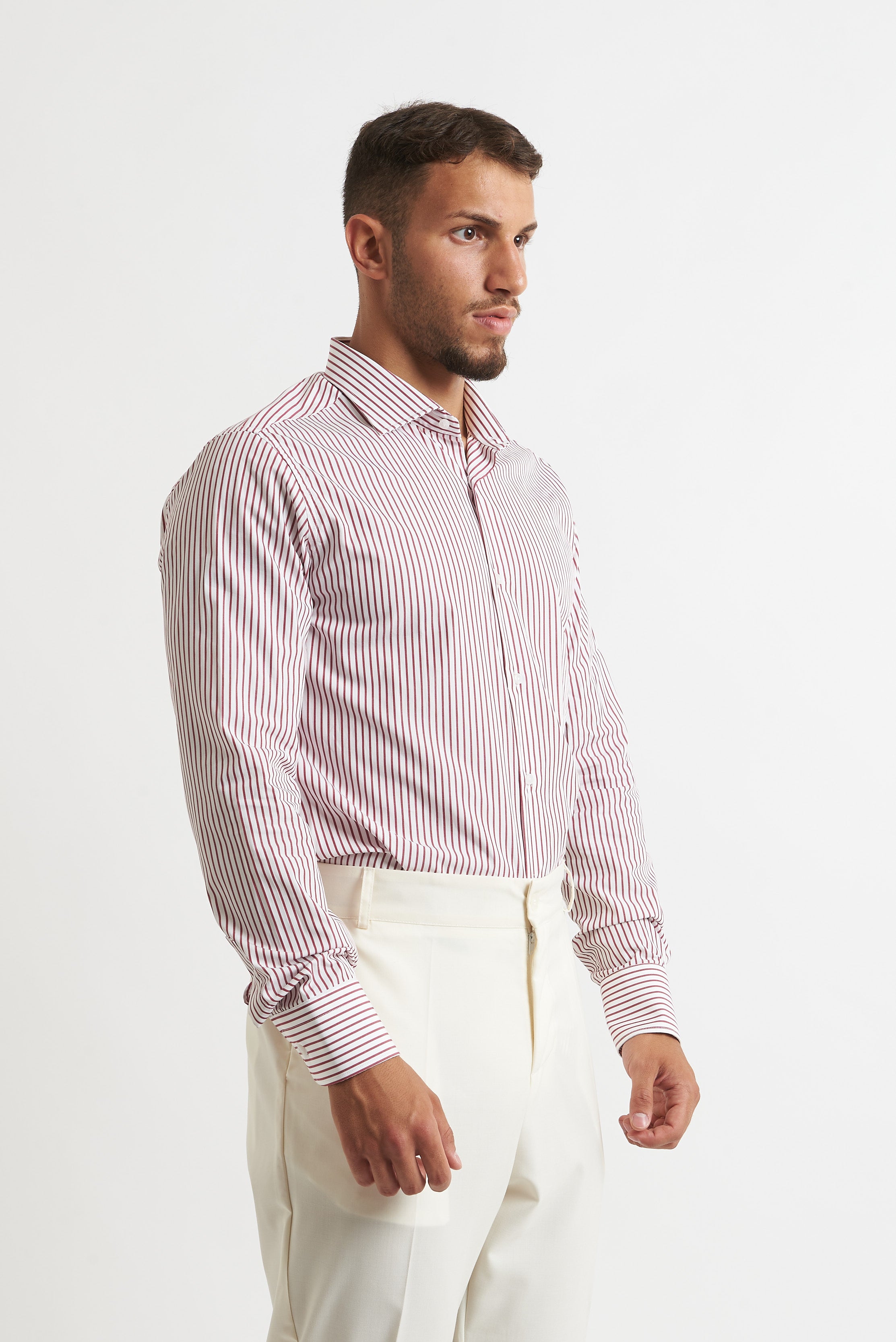 Camicia a righe bordo e bianco