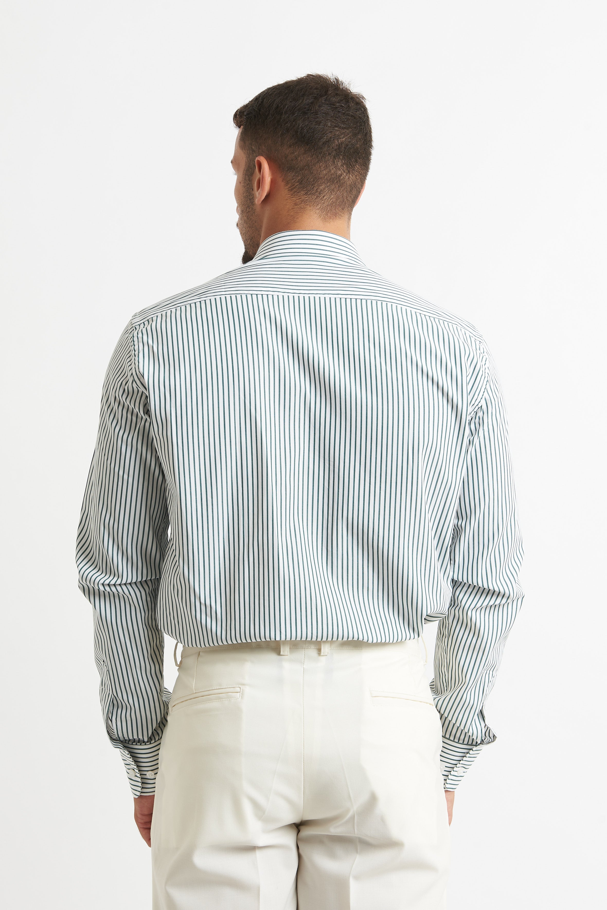 Camicia a righe verde e bianco