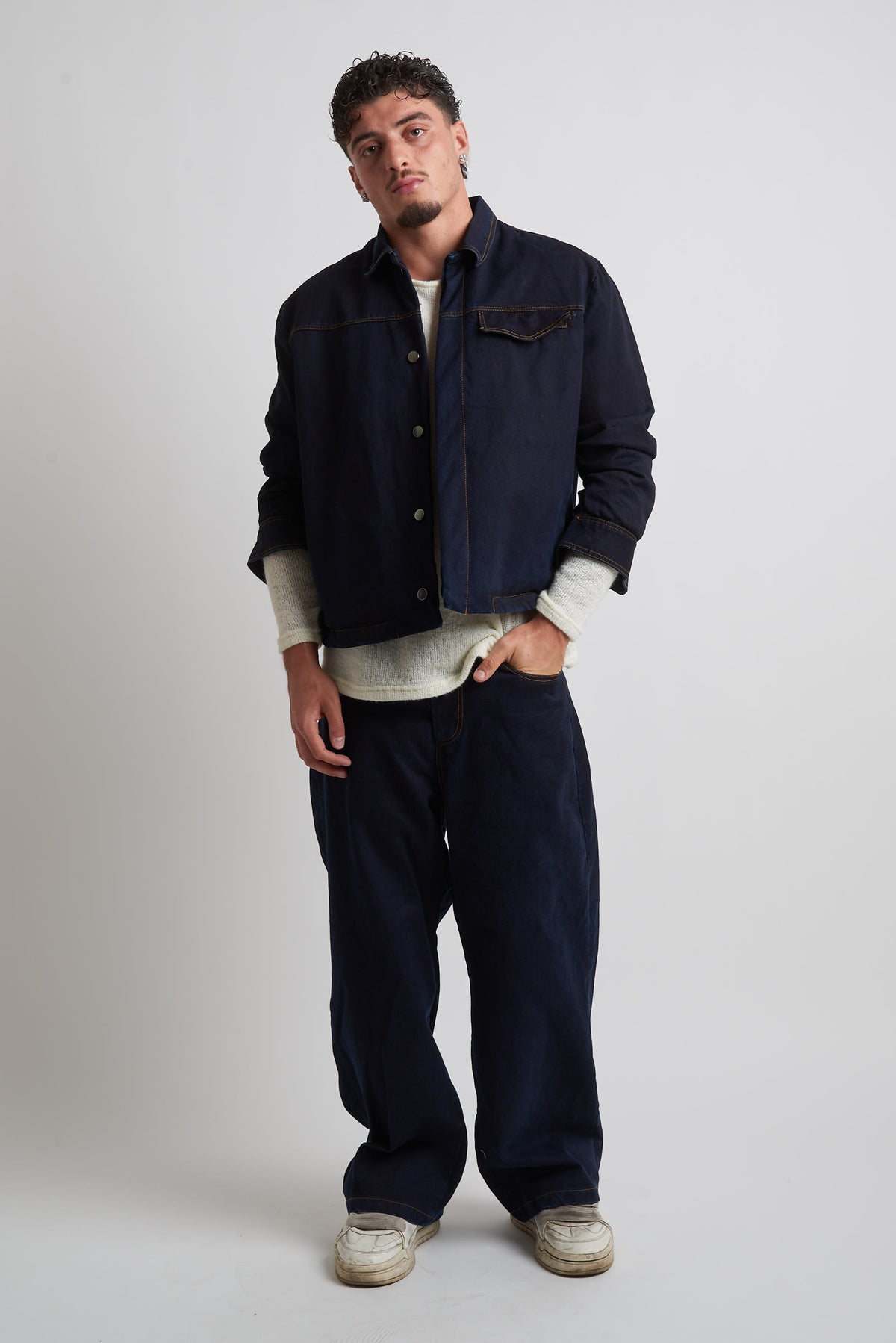 Jeans balloon in tessuto bull blu
