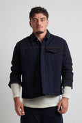 Giubbino crop manica 3/4 in bull blu