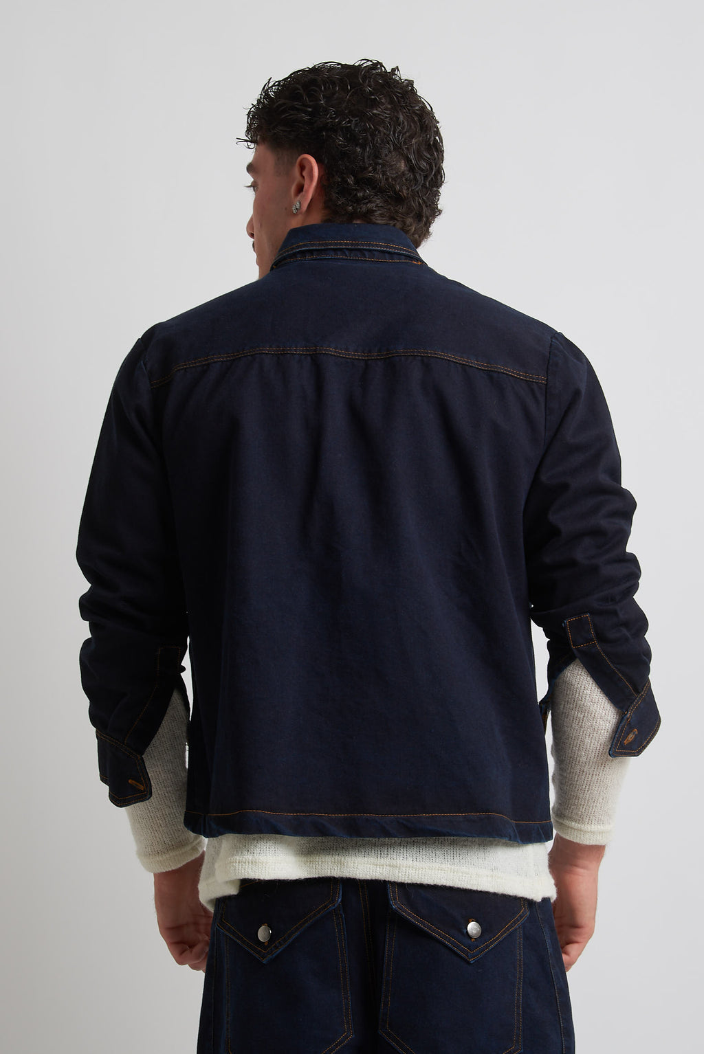 Giubbino crop manica 3/4 in bull blu