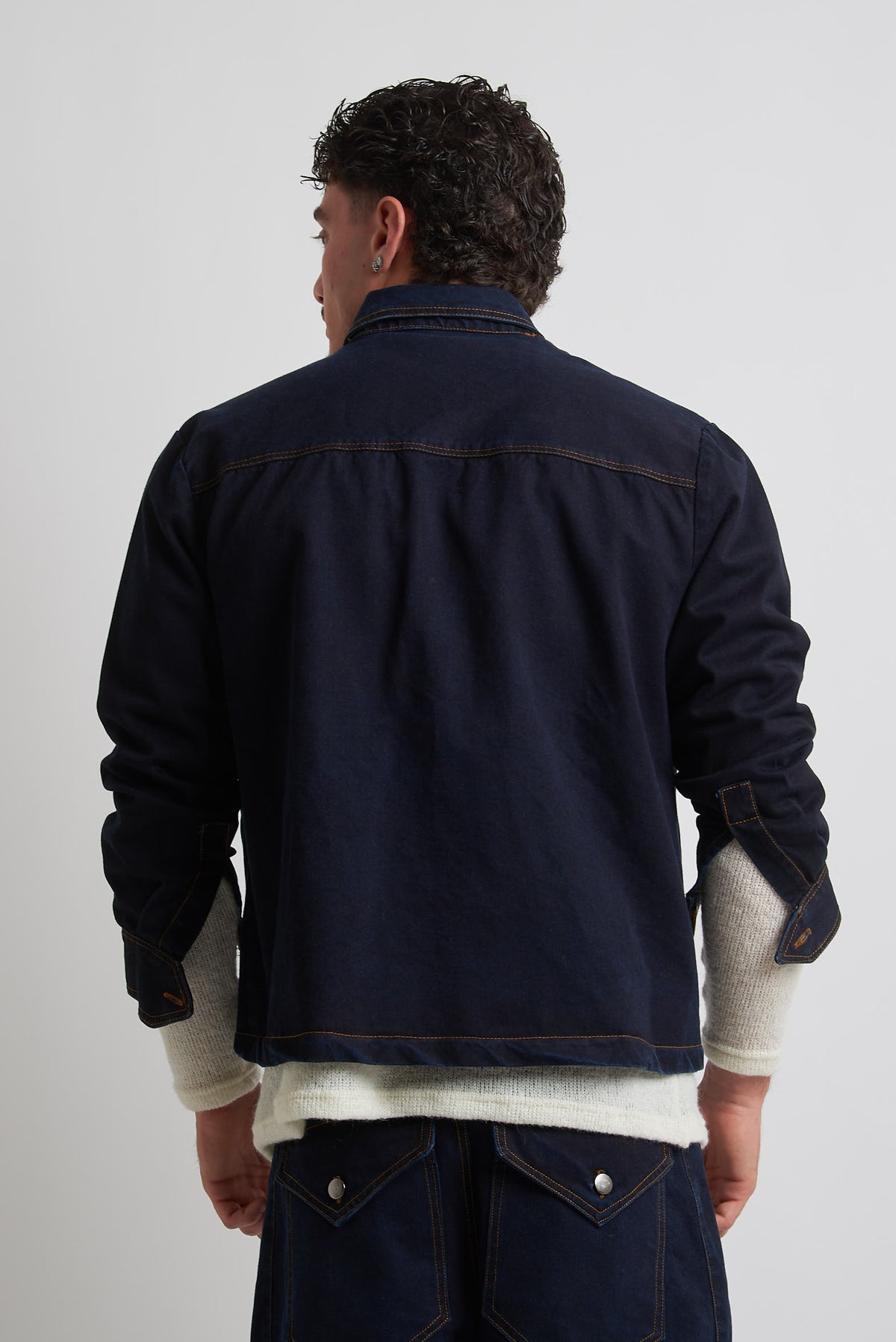 Giubbino crop manica 3/4 in bull blu