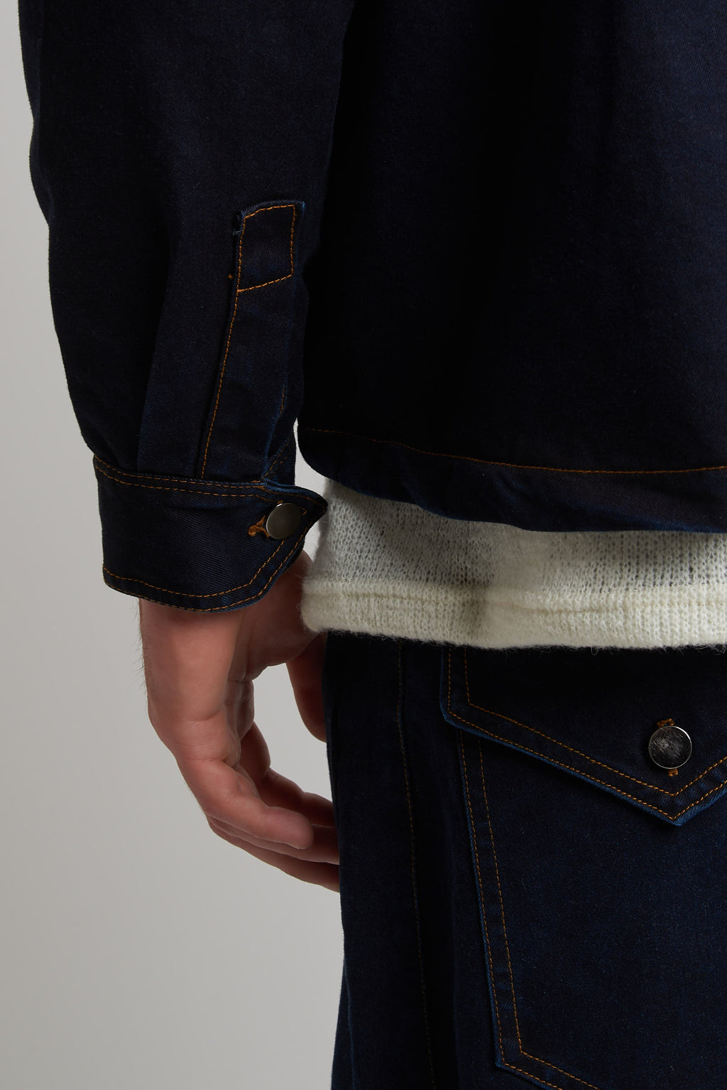 Giubbino crop manica 3/4 in bull blu