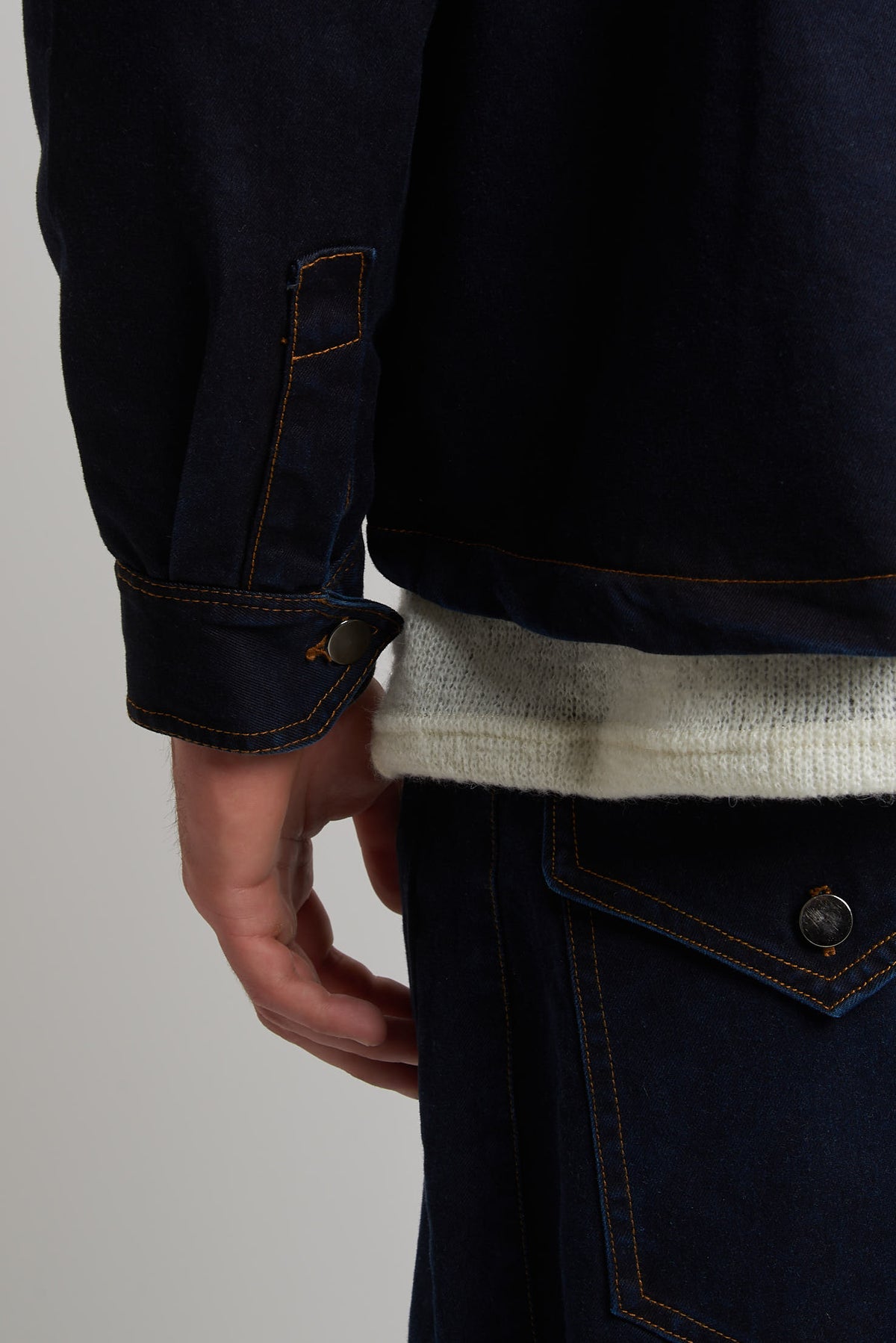 Giubbino crop manica 3/4 in bull blu