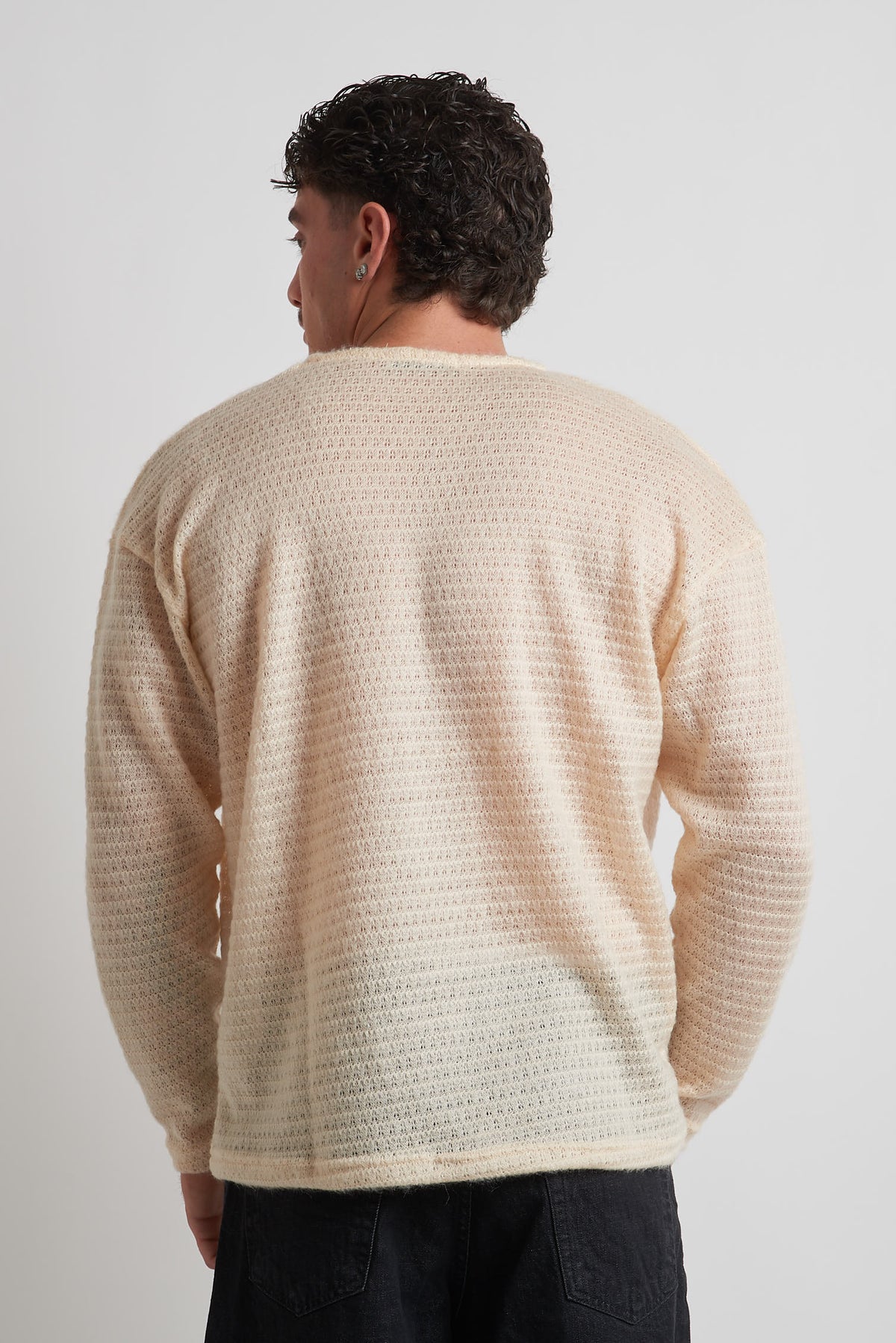 Maglia giro collo armaturata poliviscosa avorio