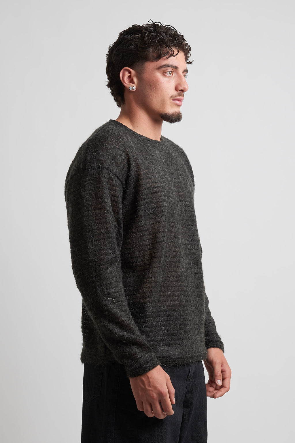 Maglia giro collo armaturata poliviscosa nero