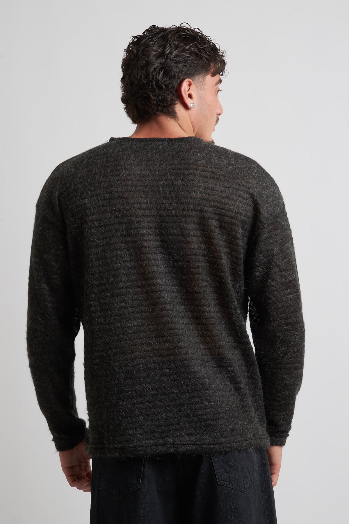 Maglia giro collo armaturata poliviscosa nero