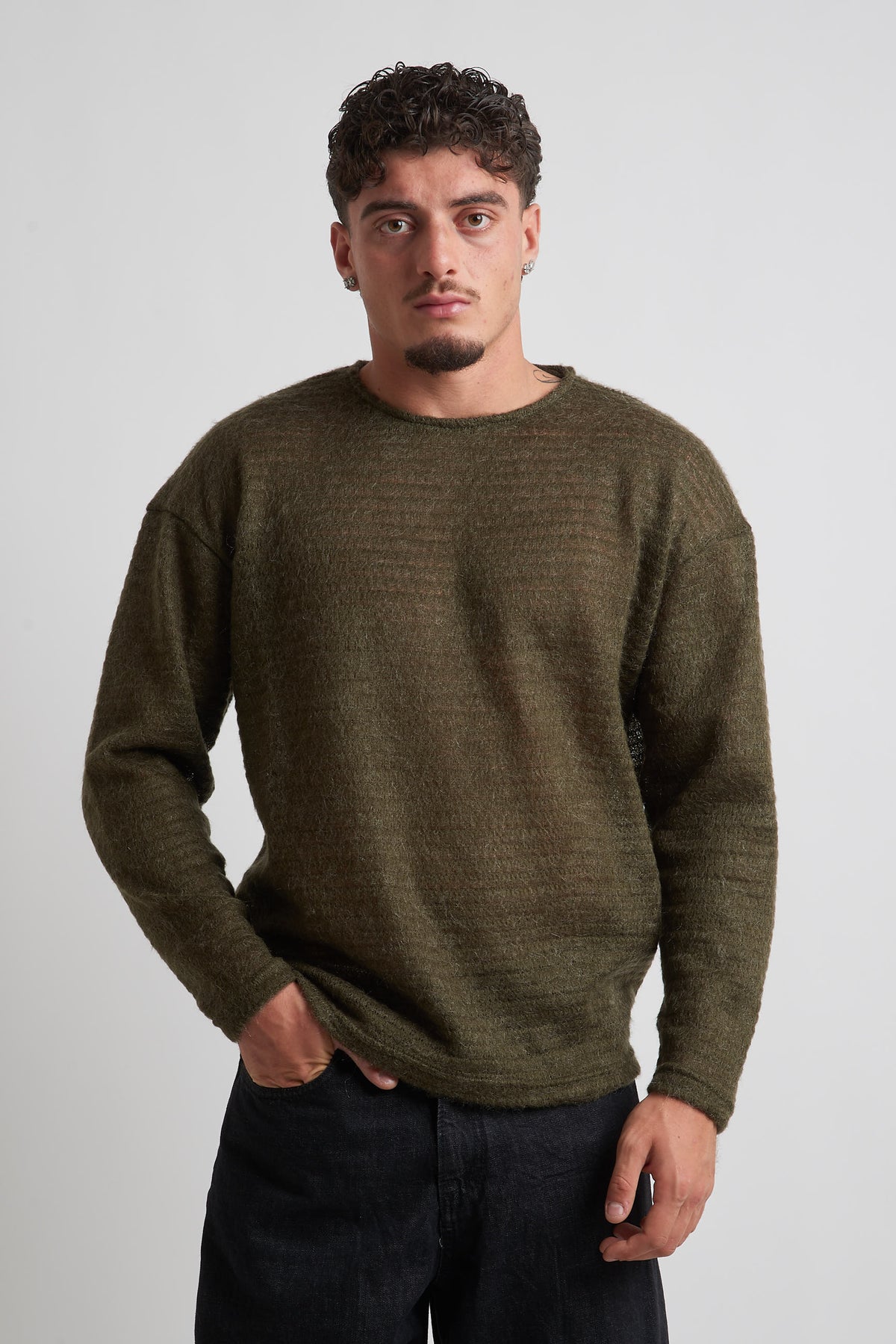 Maglia giro collo armaturata poliviscosa verde