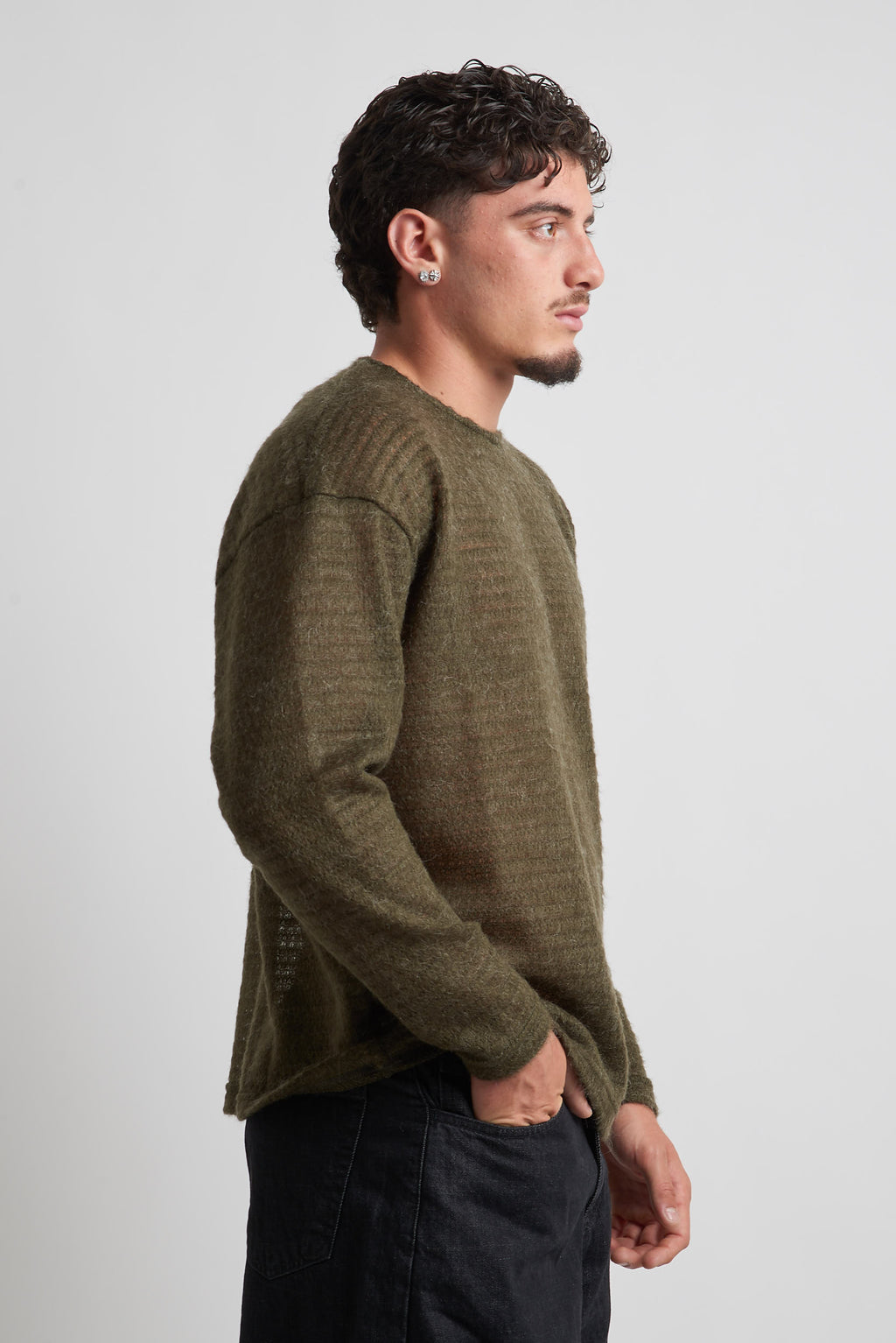 Maglia giro collo armaturata poliviscosa verde