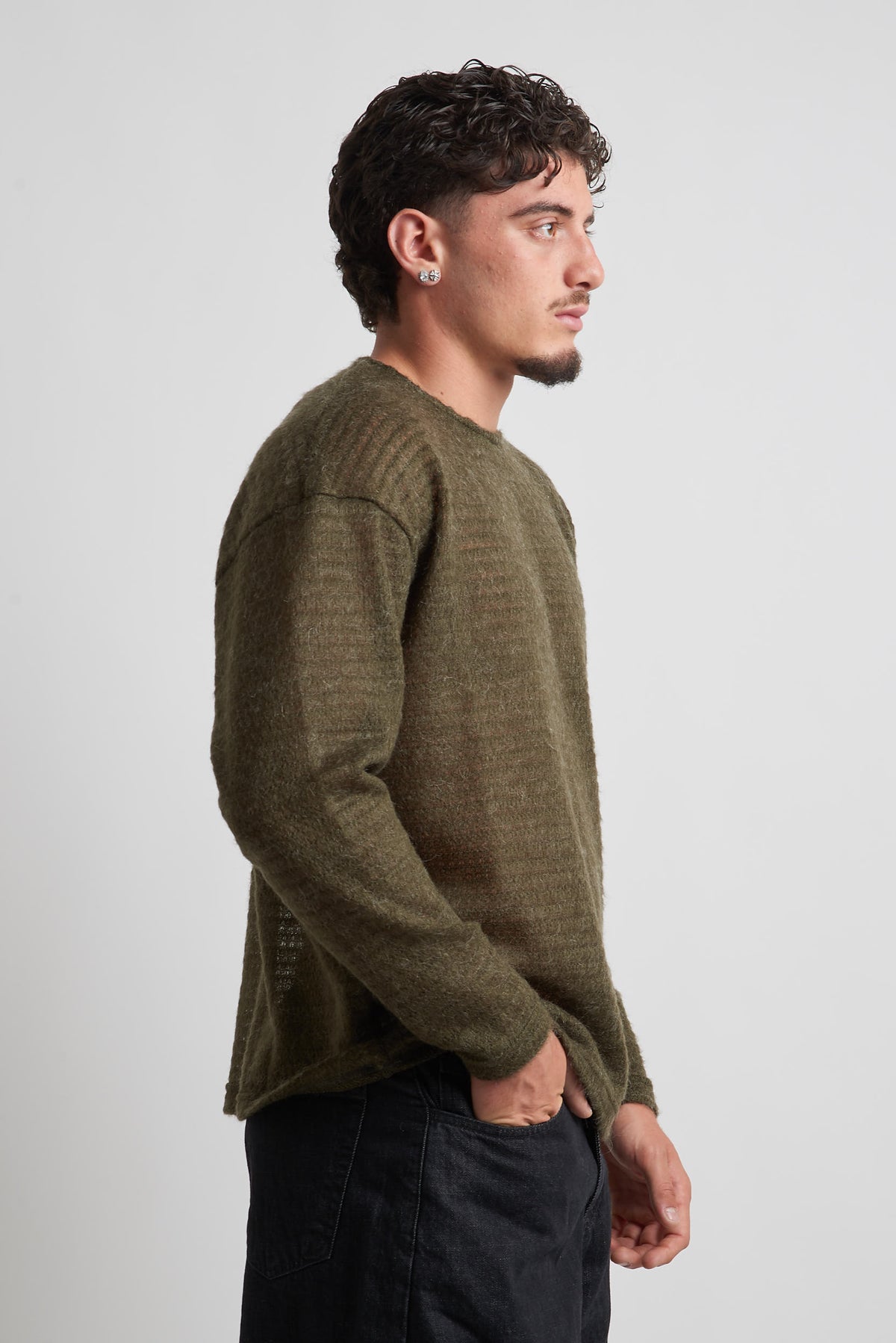 Maglia giro collo armaturata poliviscosa verde