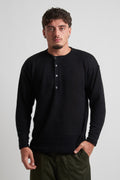 Maglia a serafino rasata in mohair nero