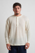 Maglia a serafino rasata in mohair panna