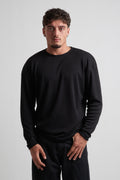Maglia giro collo rasata poliviscosa nero